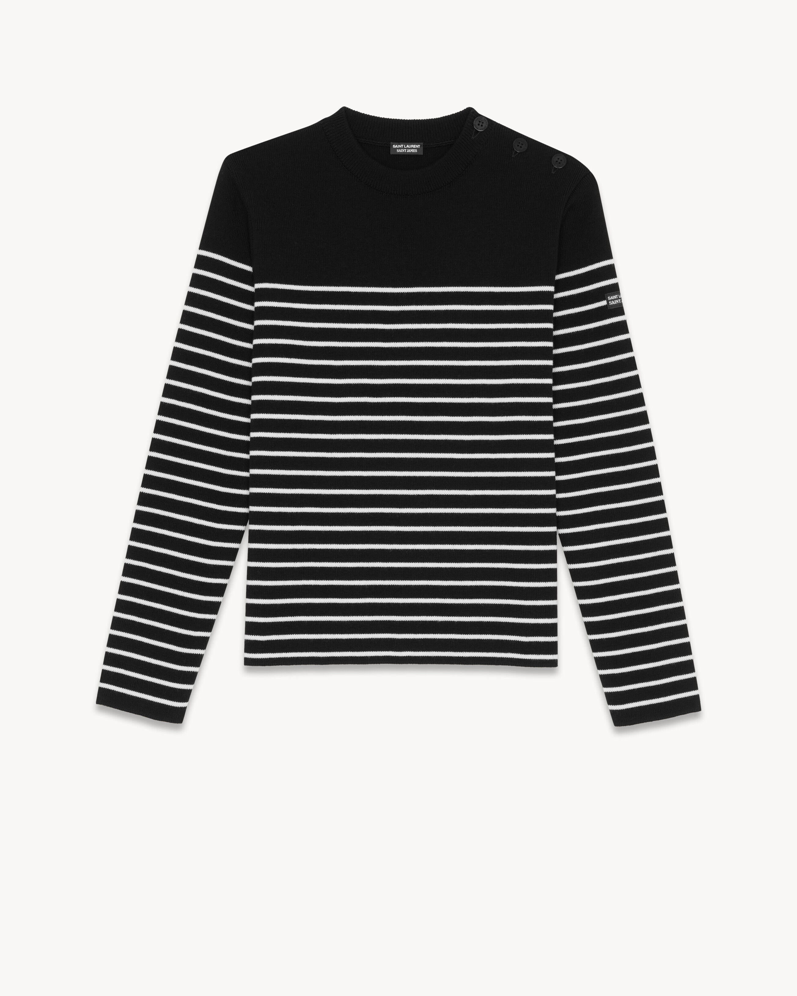 Rive Droite Saint James Striped Sweater In Wool - Black