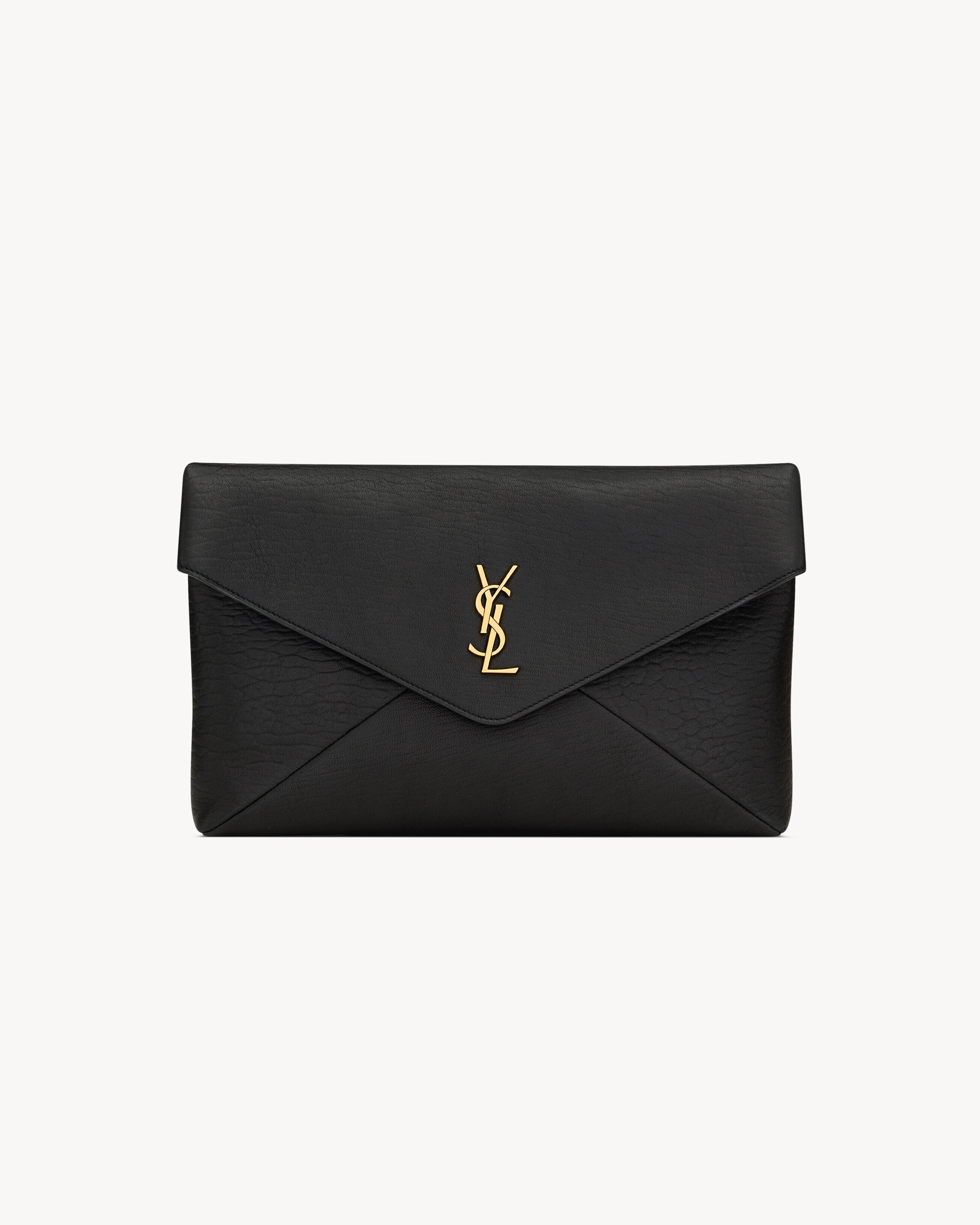 Saint Laurent Cassandre Large Envelope Pouch In Lambskin - Black - Women