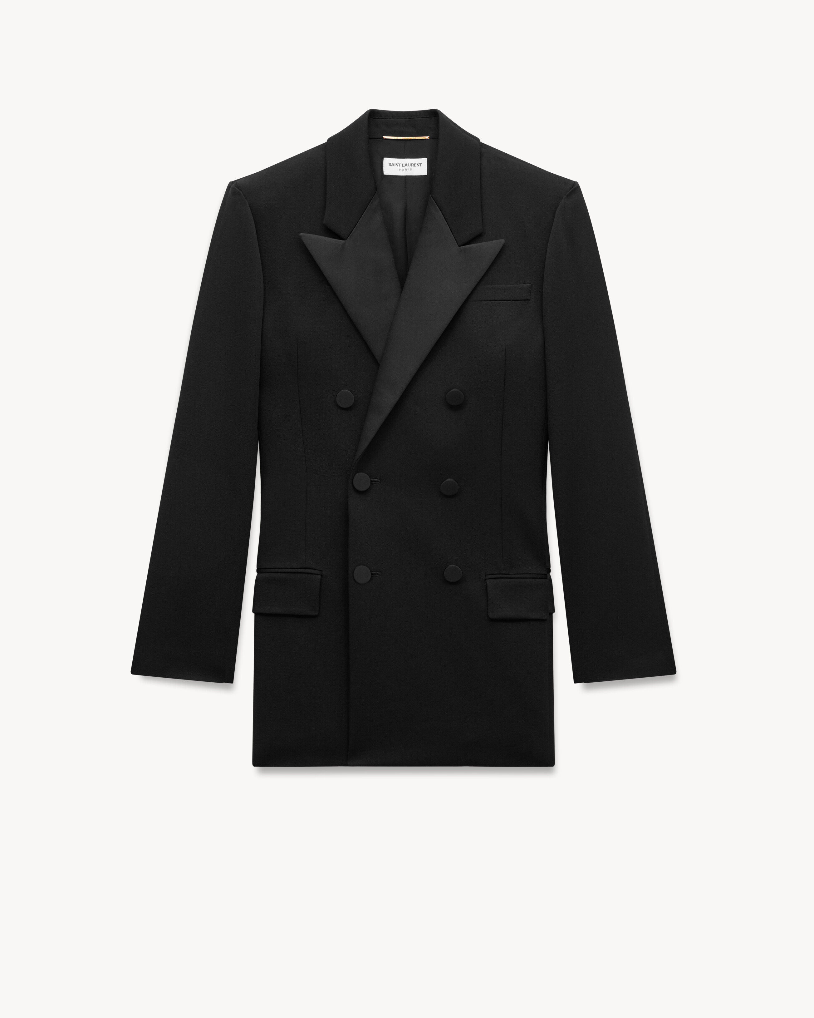 Saint Laurent Tuxedo Jacket In Grain De Poudre - Black - Women - 42