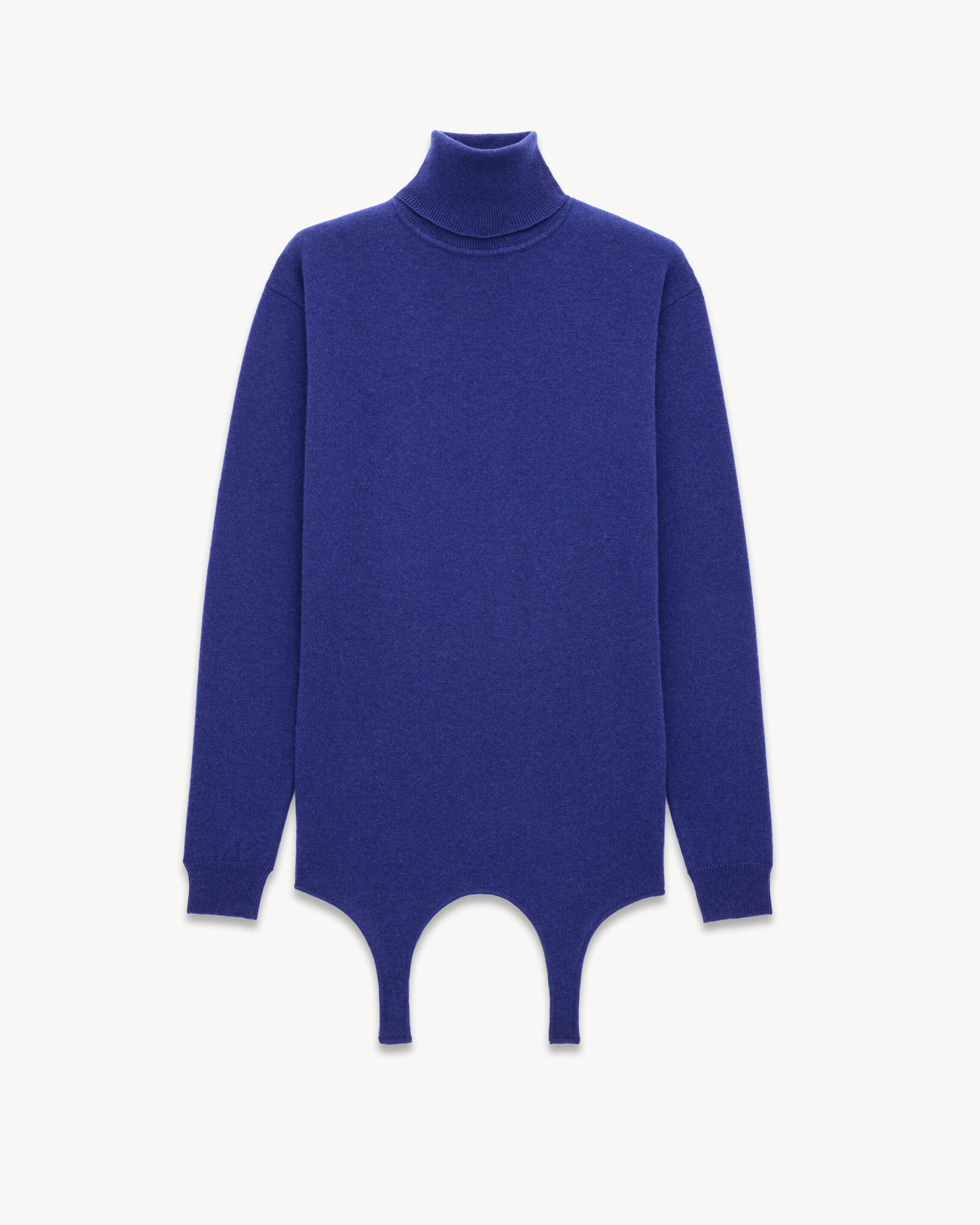 Saint Laurent Turtleneck Garter Sweater In Cashmere - Blue - Women - L