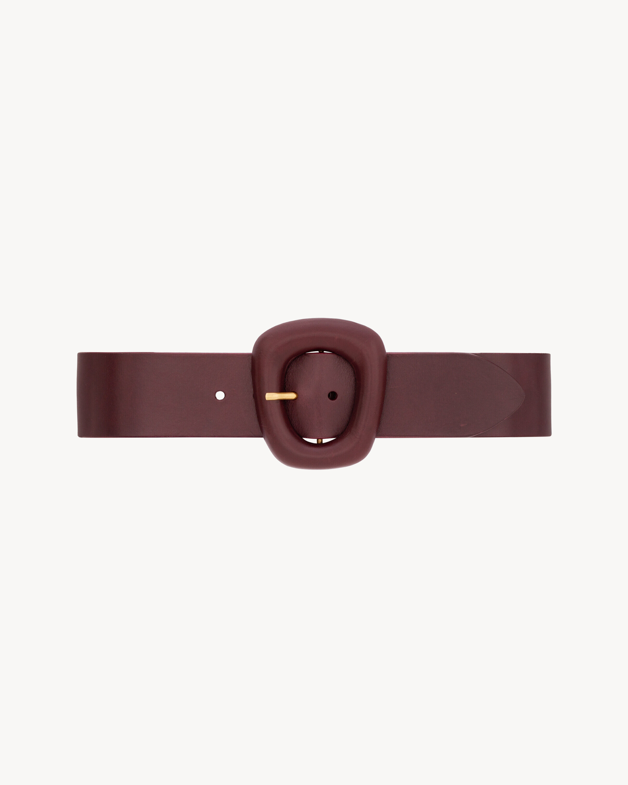 Saint Laurent Covered Buckle Belt In Leather - Red - Women -