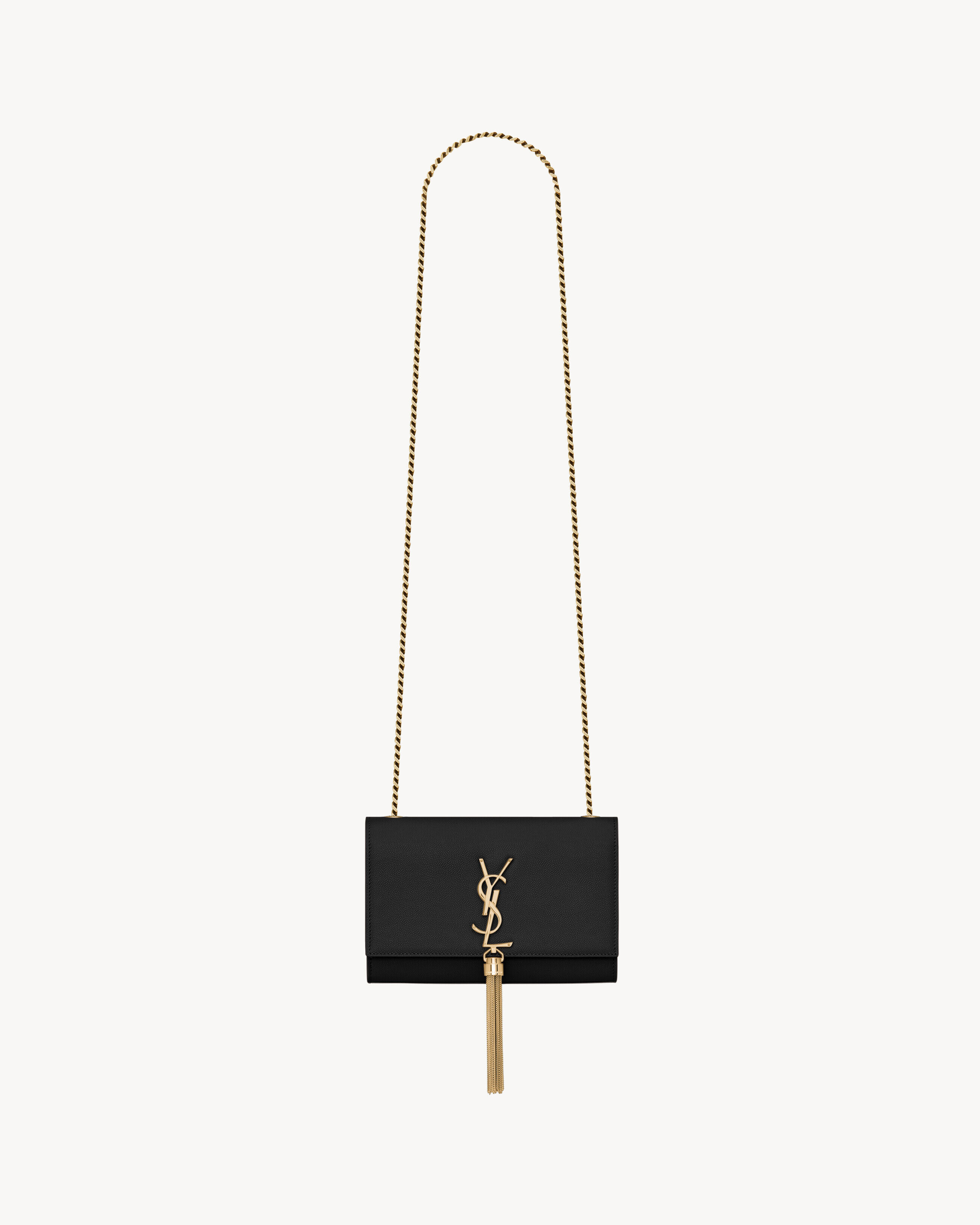 Saint Laurent Kate Small Tassel In Grain De Poudre Embossed Leather - Black - Women
