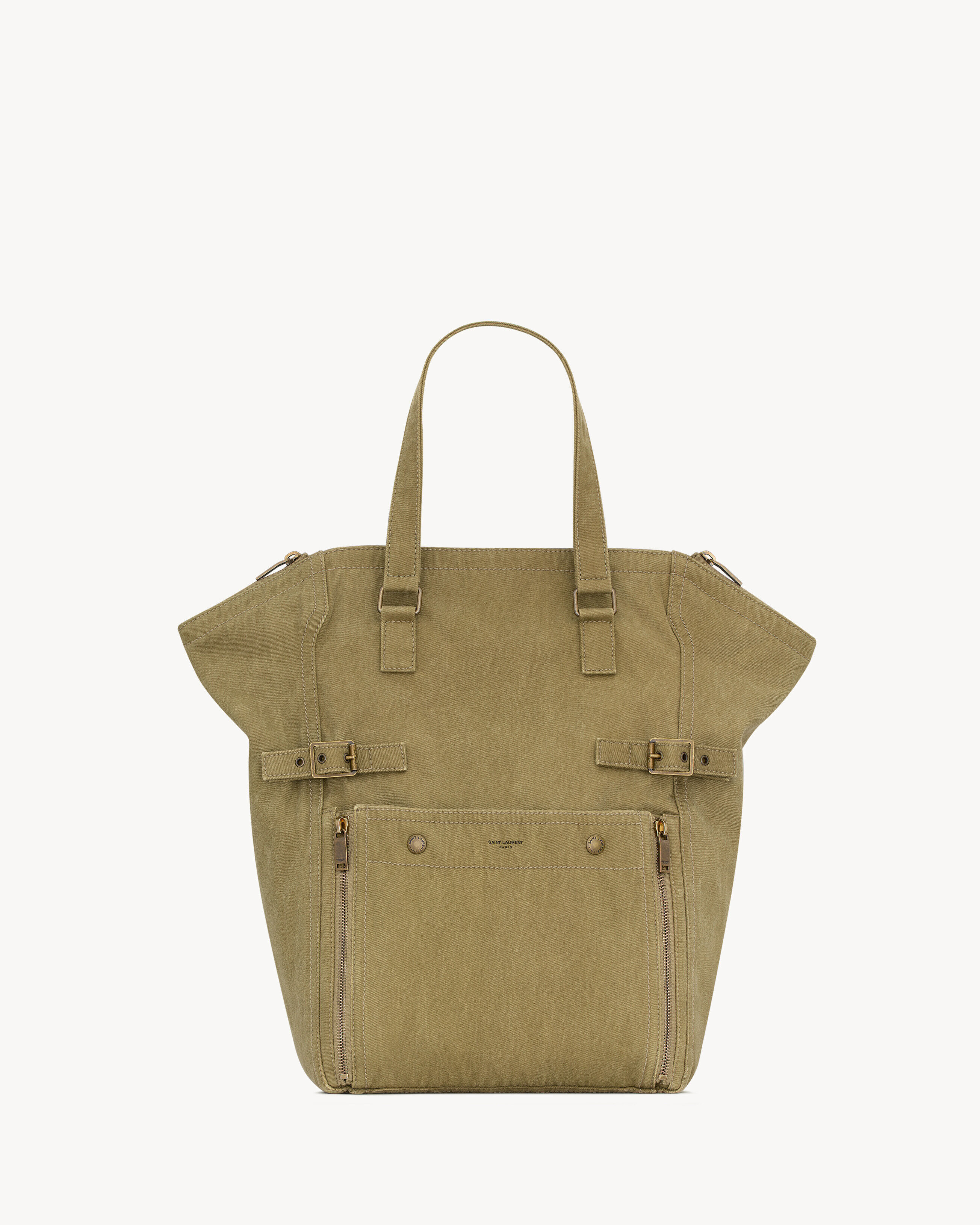 Saint Laurent Downtown Tote Bag In Canvas - Green - Men