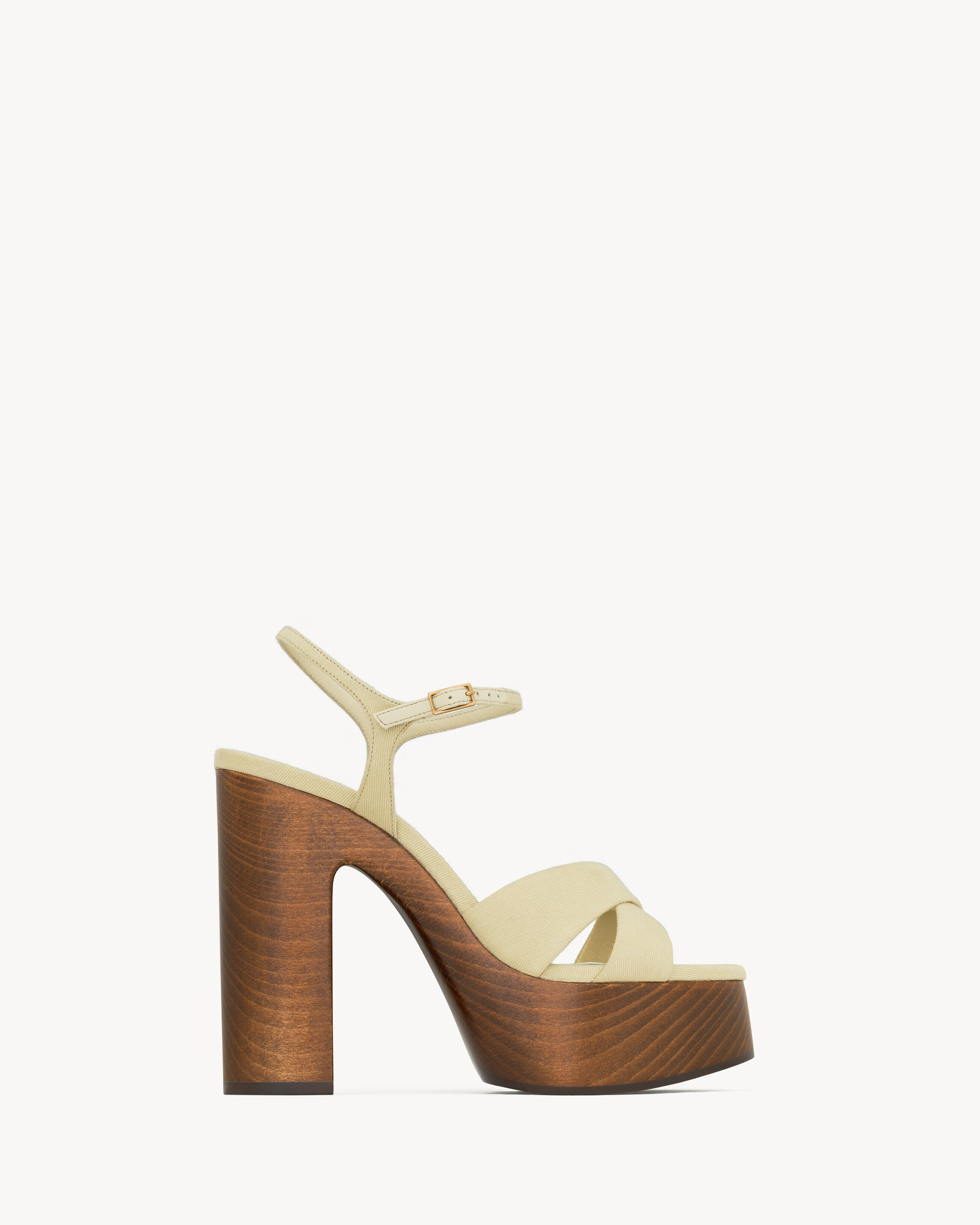 Saint Laurent Bianca Platform Sandals In Canvas - Beige - Women - 38.5