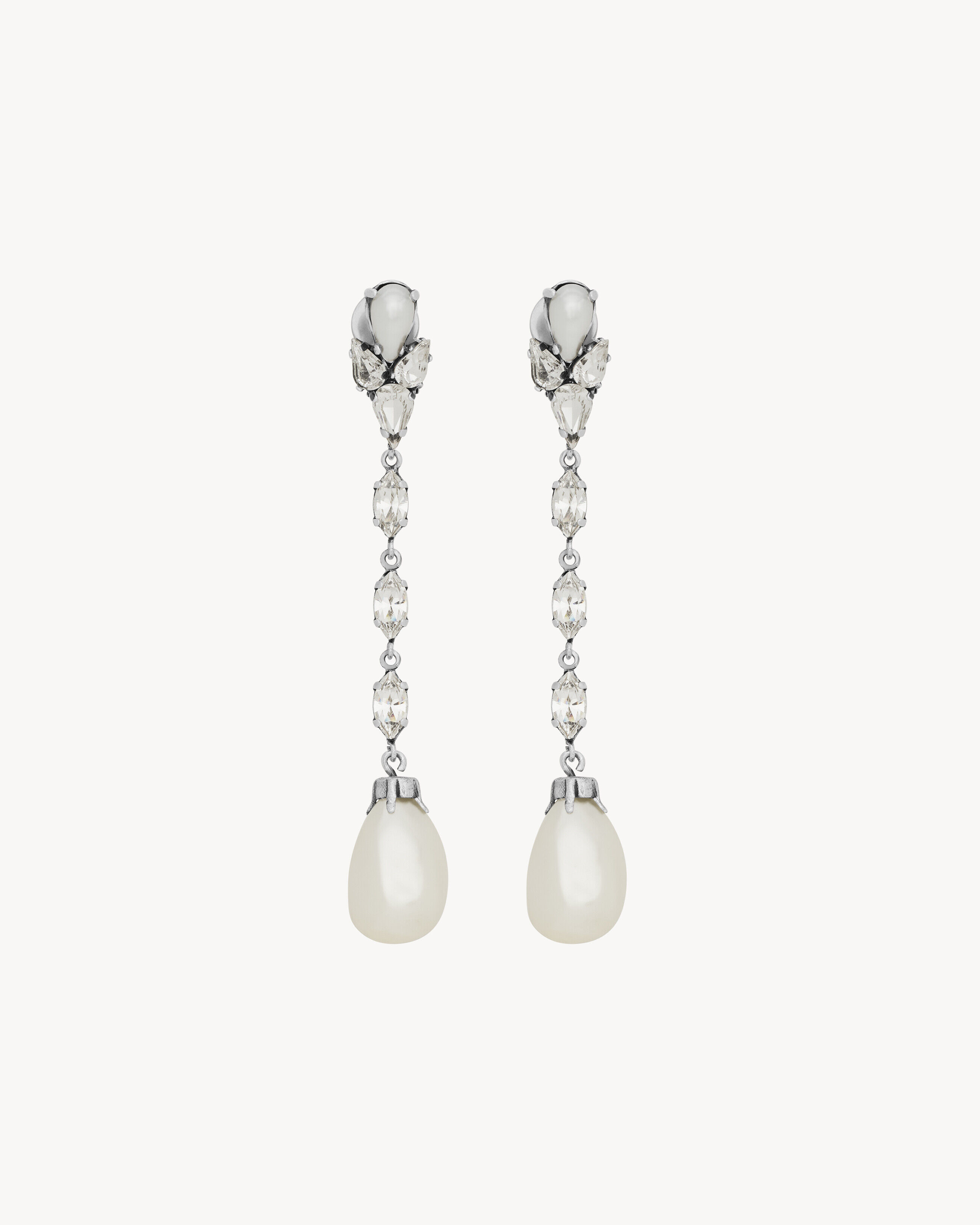 Saint Laurent Pearl Drop Earrings In Metal - Silver - Women