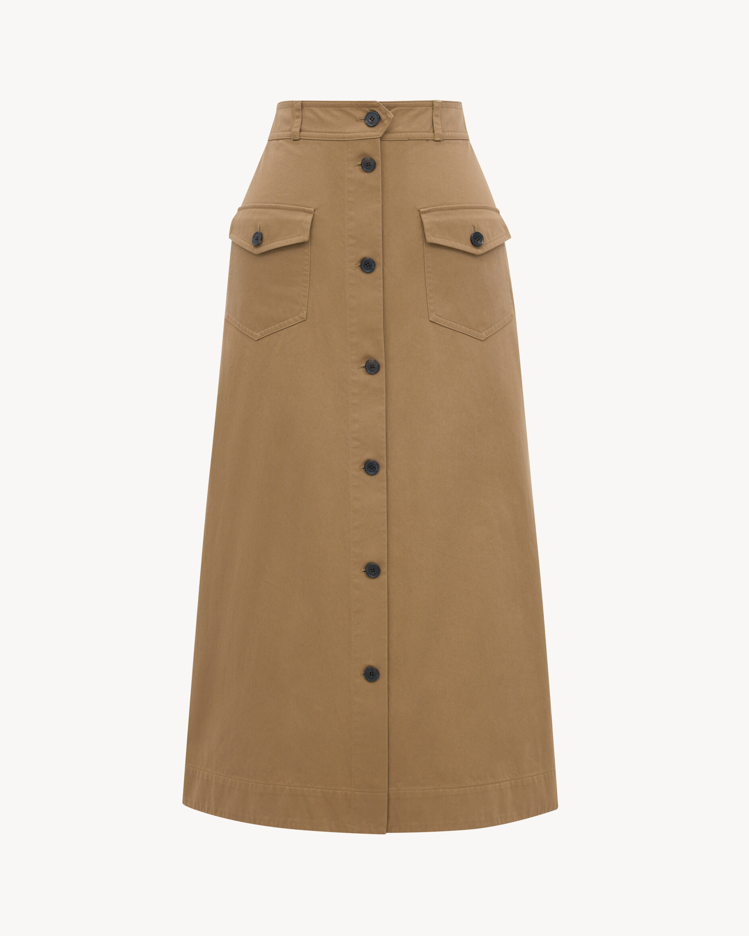 Saint Laurent Midi Skirt In Cotton Serge - Amber - Women - 40