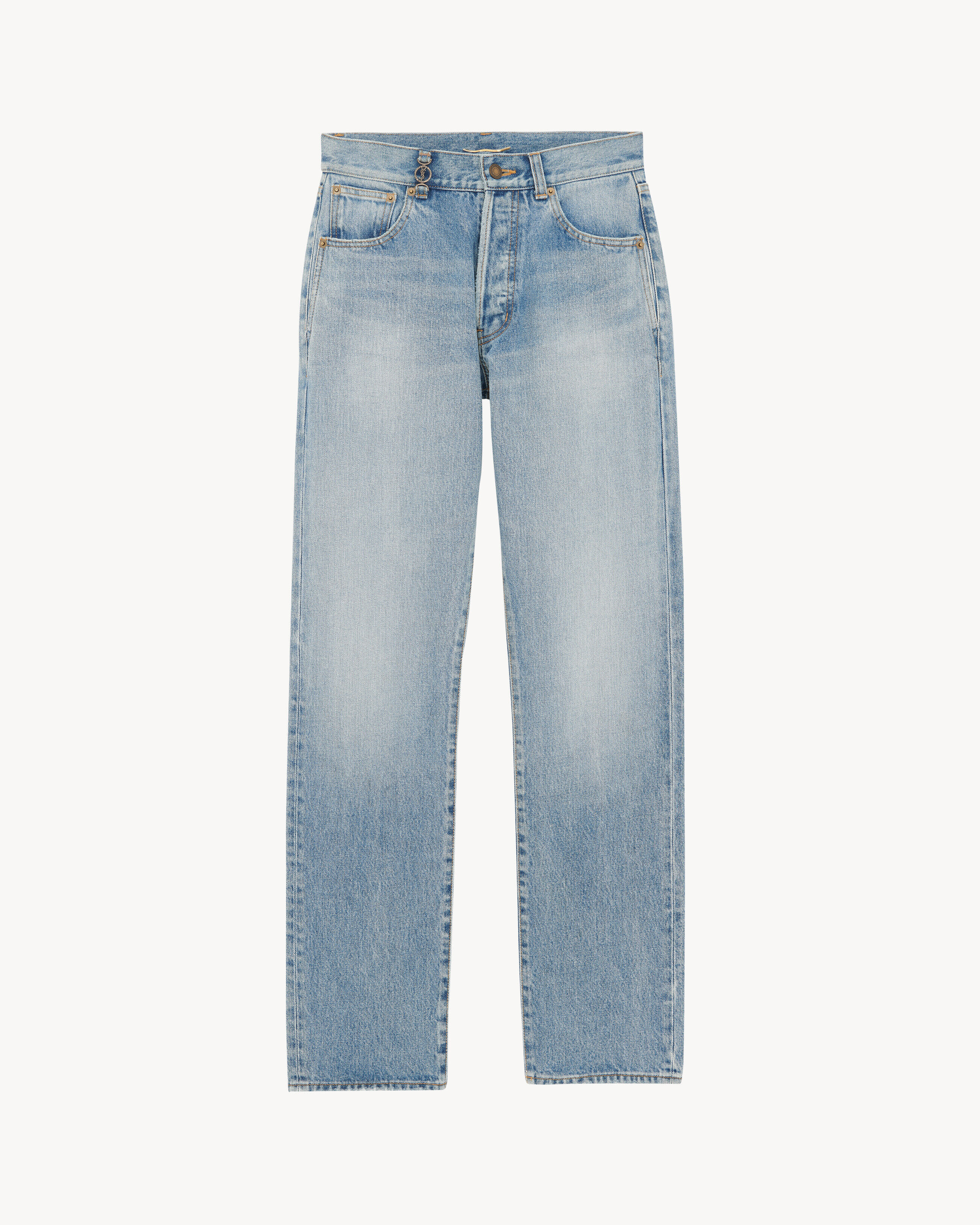 Saint Laurent Cassandre Jeans In Hawai Blue Denim - Blue - Women - 8