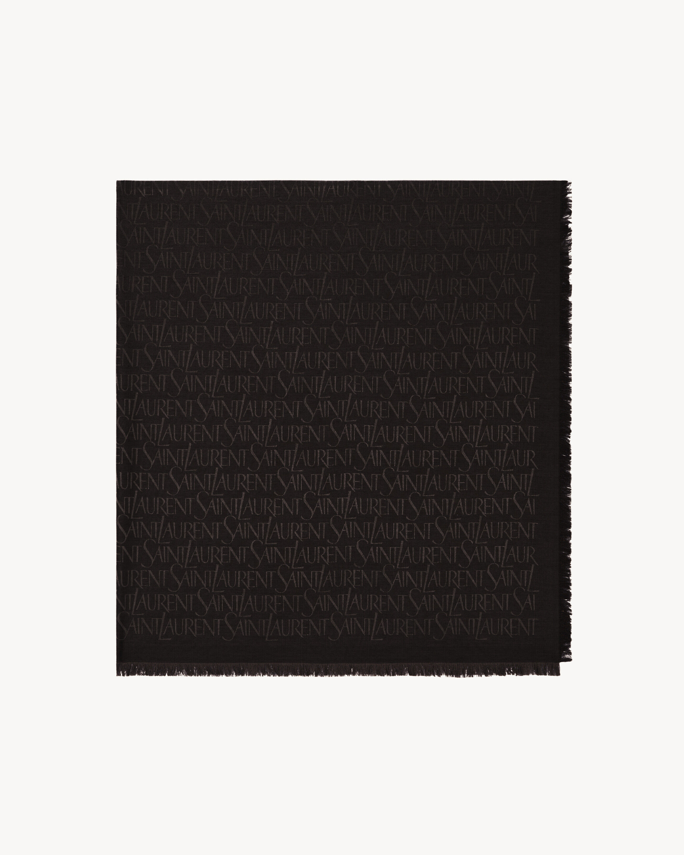 Saint Laurent Large Square Scarf In Silk And Wool Jacquard - Amber - Women