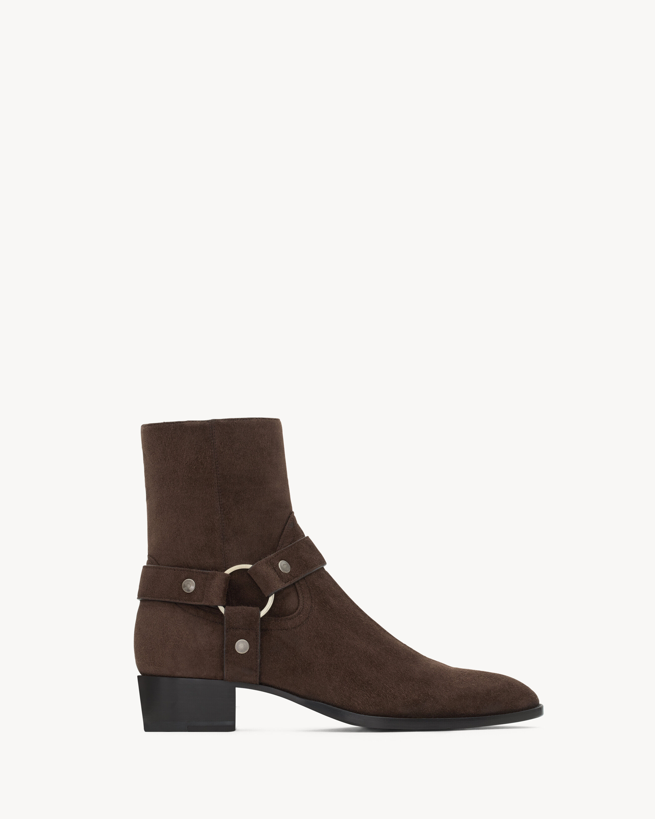 Saint Laurent Wyatt Harness Boots In Suede - Amber - Men - 8