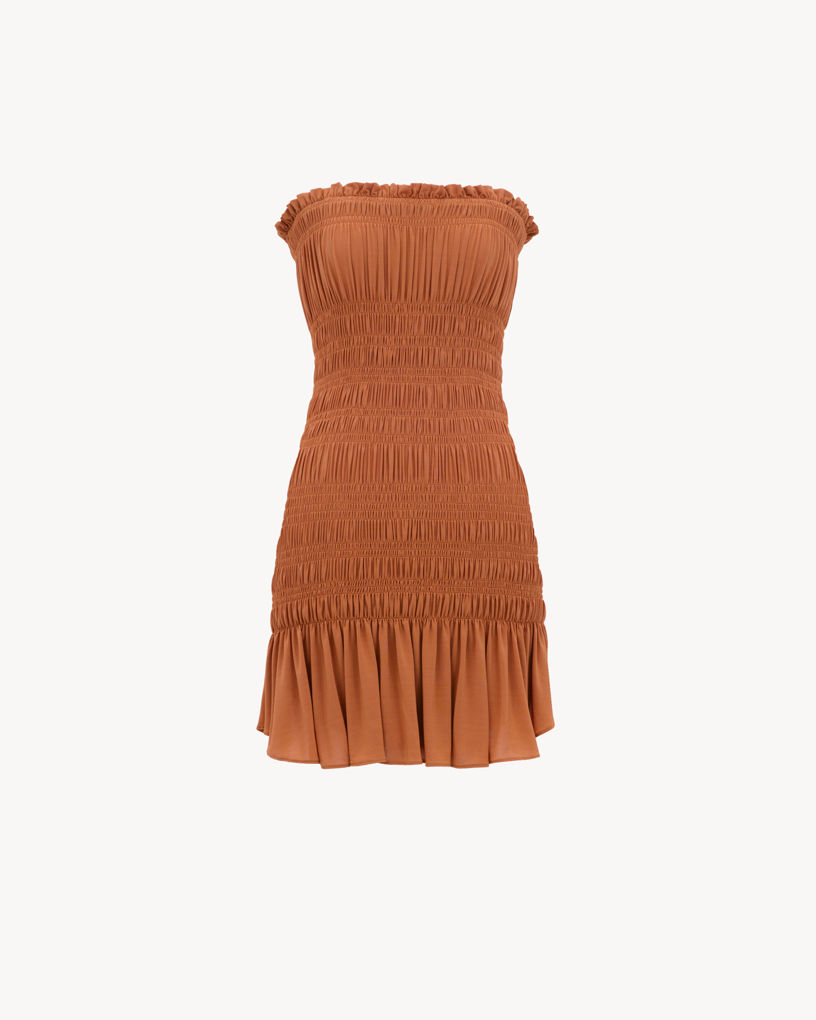 Saint Laurent Robe Smockée En Jersey Stretch - Orange - Femme - L