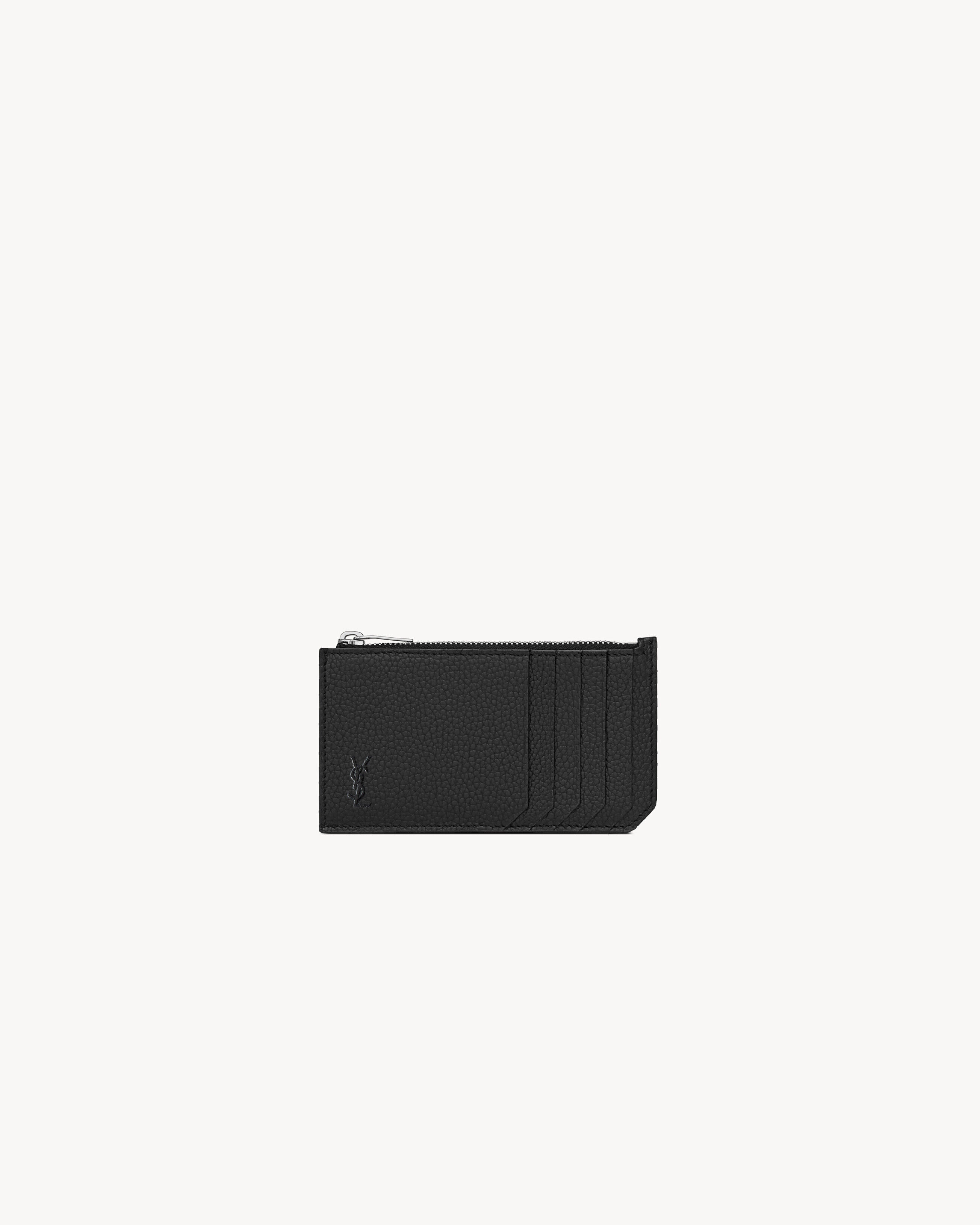Saint Laurent Tarjetero Cassandre Shadow Fragments Con Cremallera De Piel Granulada - Negro - Hombre