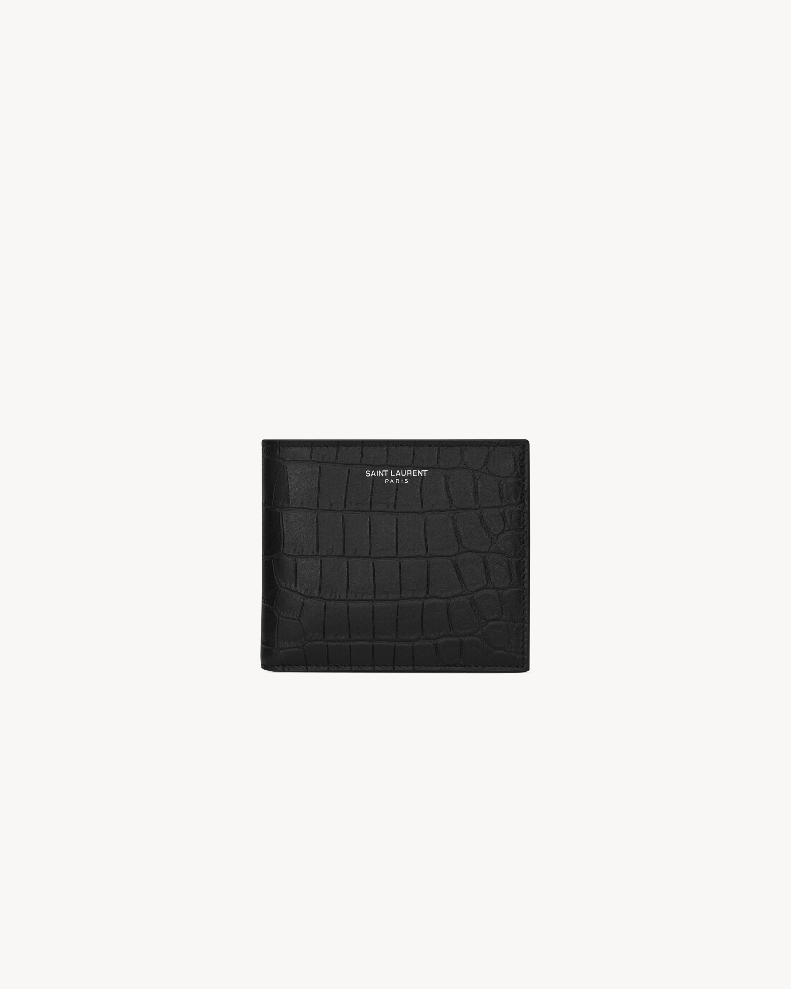Saint Laurent Paris East/West Wallet With Coin Purse In Crocodile-Embossed Leather - Black - Men