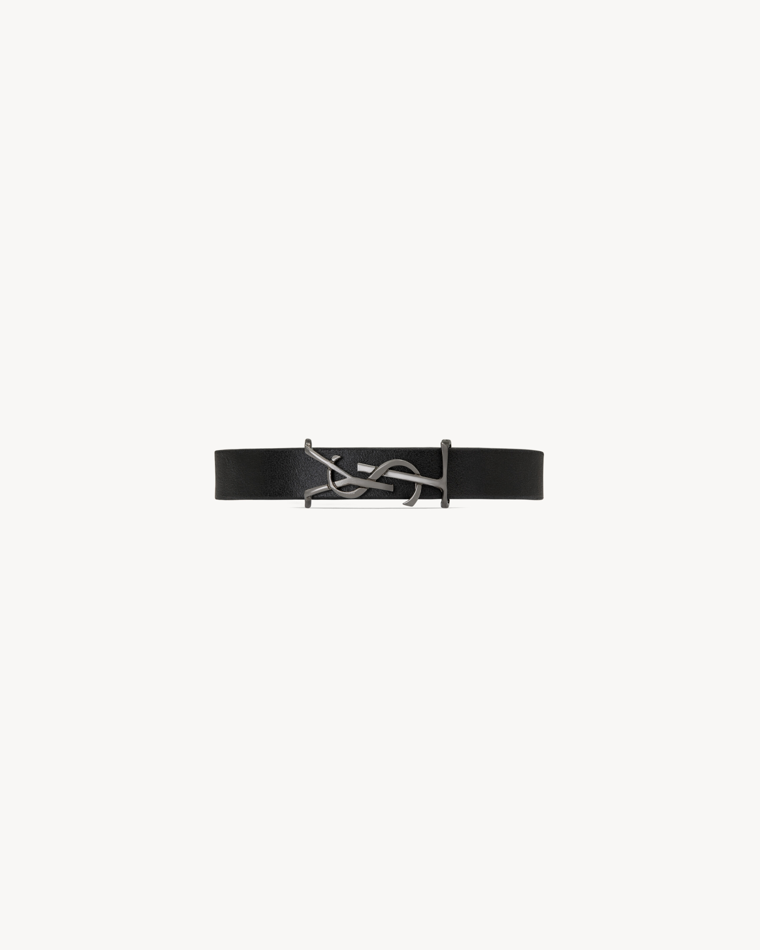 Saint Laurent Cassandre Bracelet In Leather - Black - Men - M