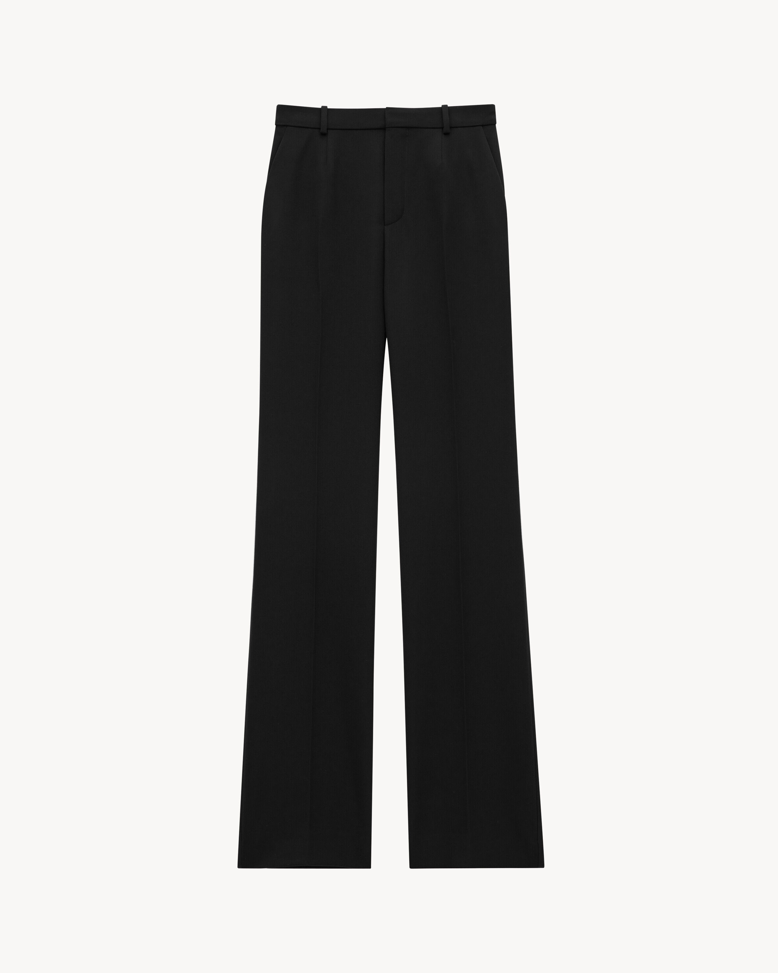 Saint Laurent Pantaloni Smoking Svasati In Grain De Poudre - Nero - Donna - 40