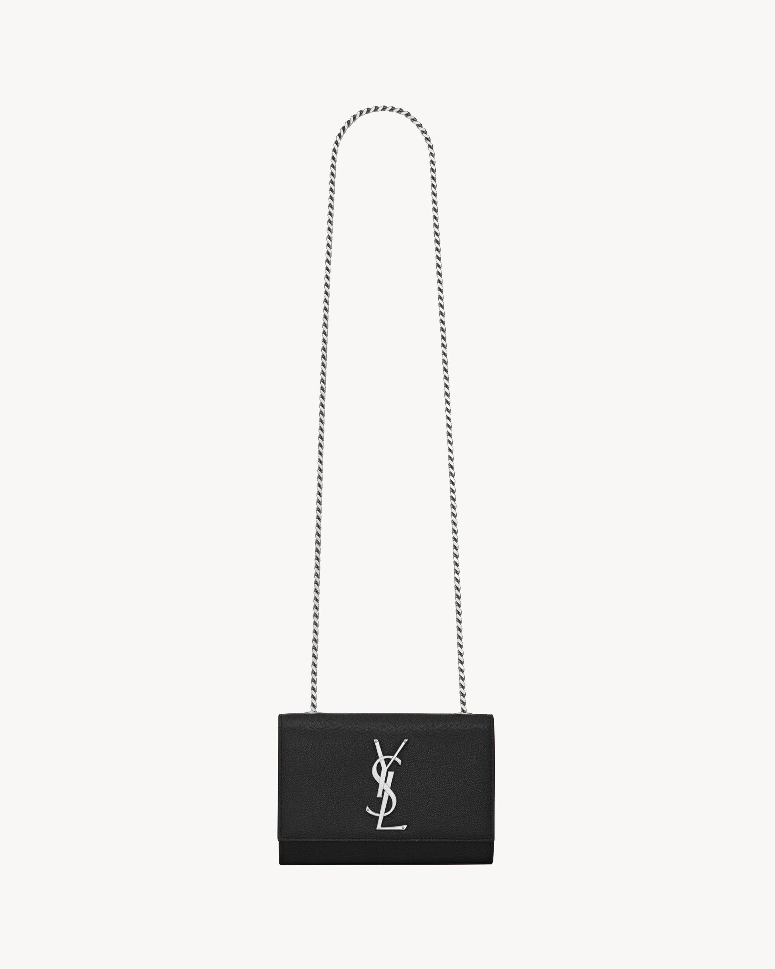 Saint Laurent Kate Small In Grain De Poudre Embossed Leather - Black - Women