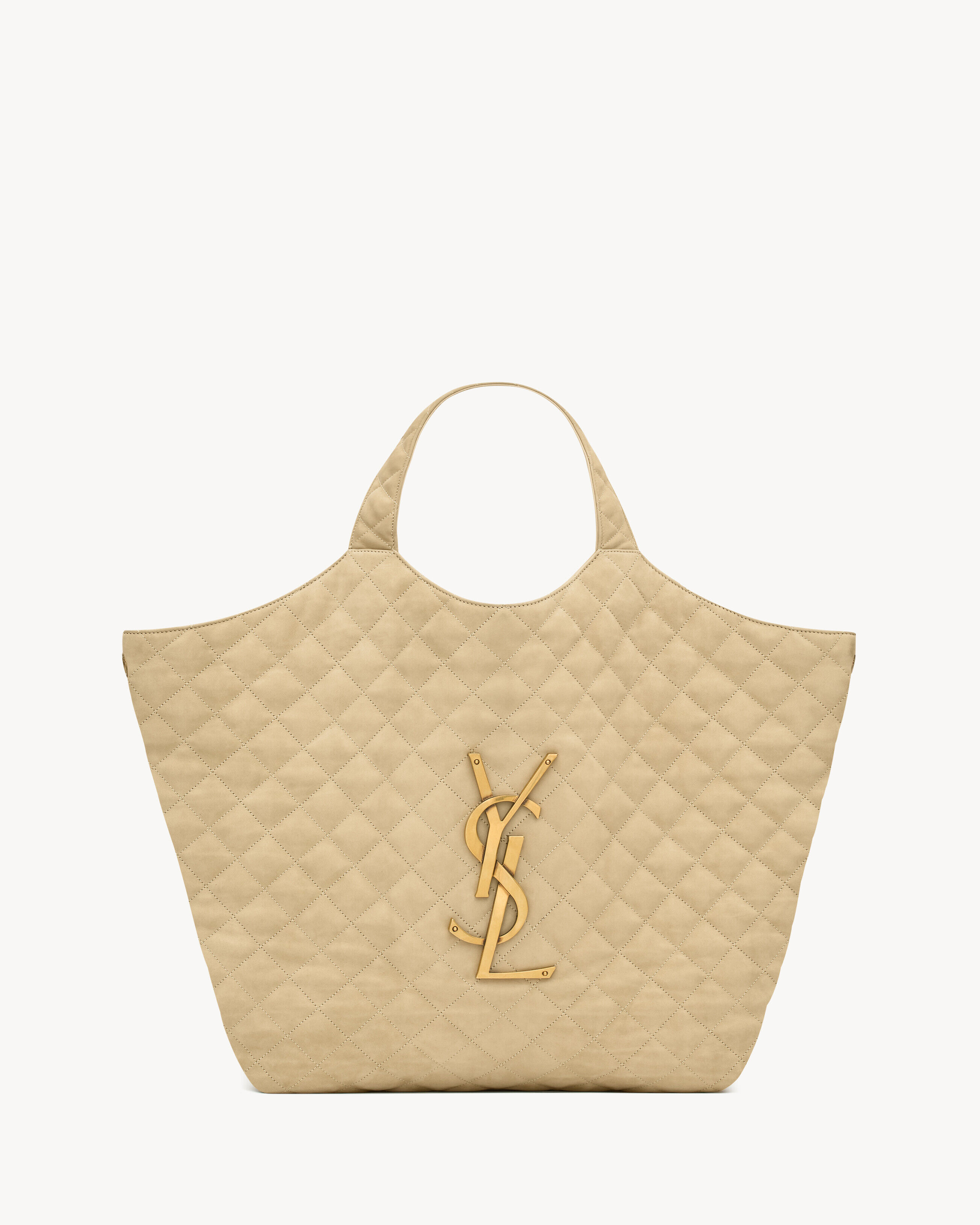 Saint Laurent Icare Maxi Shopping Bag In Quilted Nubuck Suede - Beige - Women