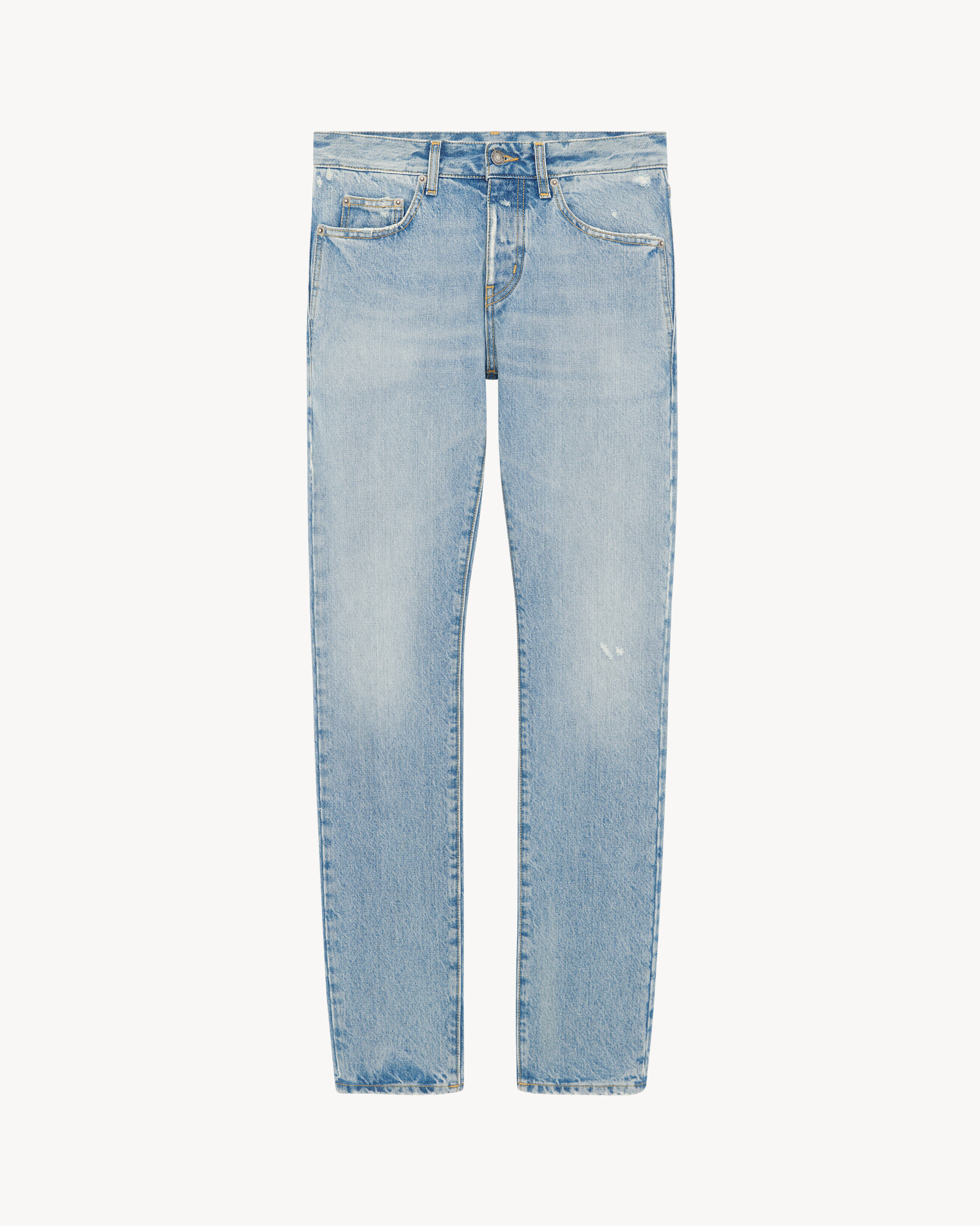 Saint Laurent - Vaqueros Slim De Denim Olas Azules - Azul - Hombre - 40