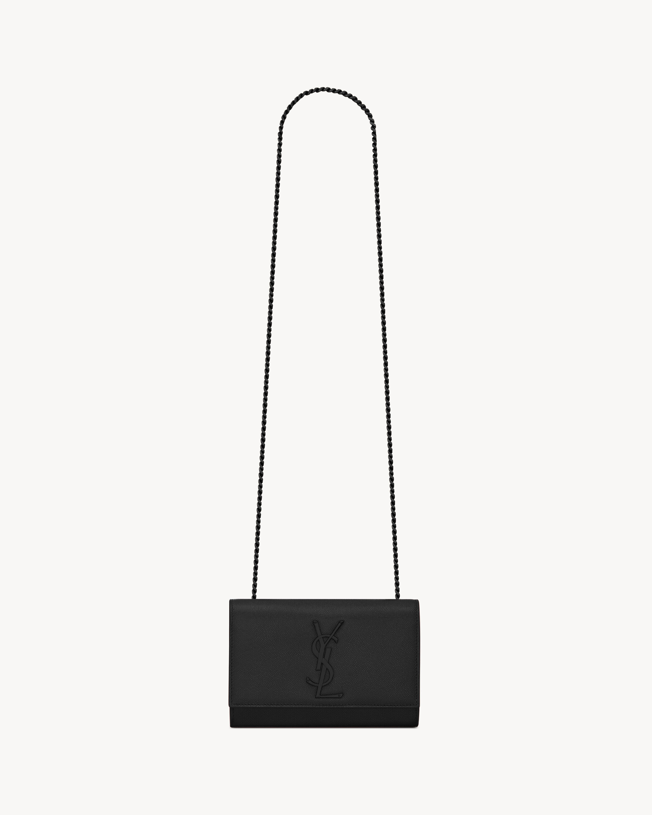 Saint Laurent Kate Small In Grain De Poudre Embossed Leather - Black - Women