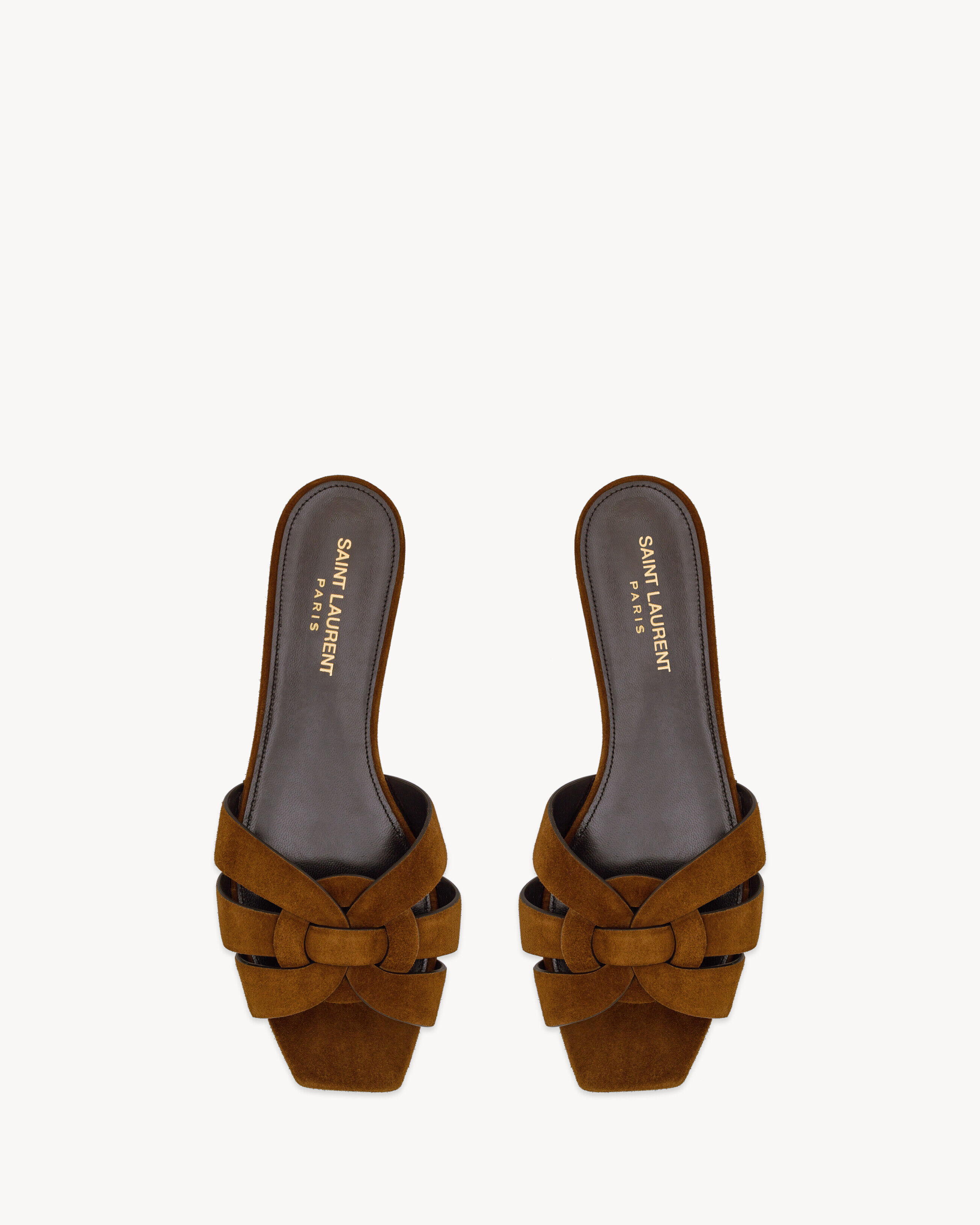 Saint Laurent Tribute Mules In Suede - Amber - Women - 35.5