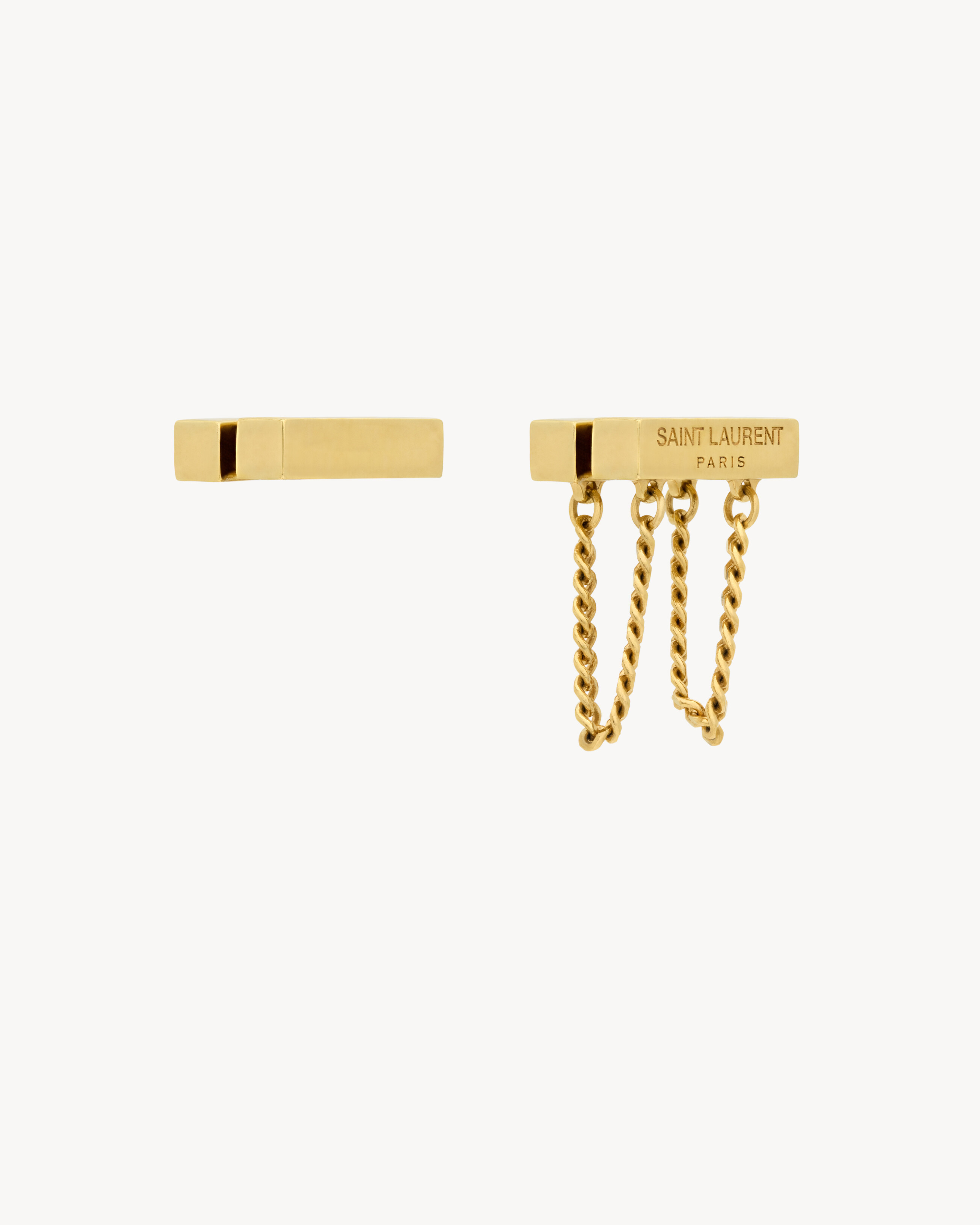 Saint Laurent Asymmetric Earrings In Metal - Yellow/gold - Women