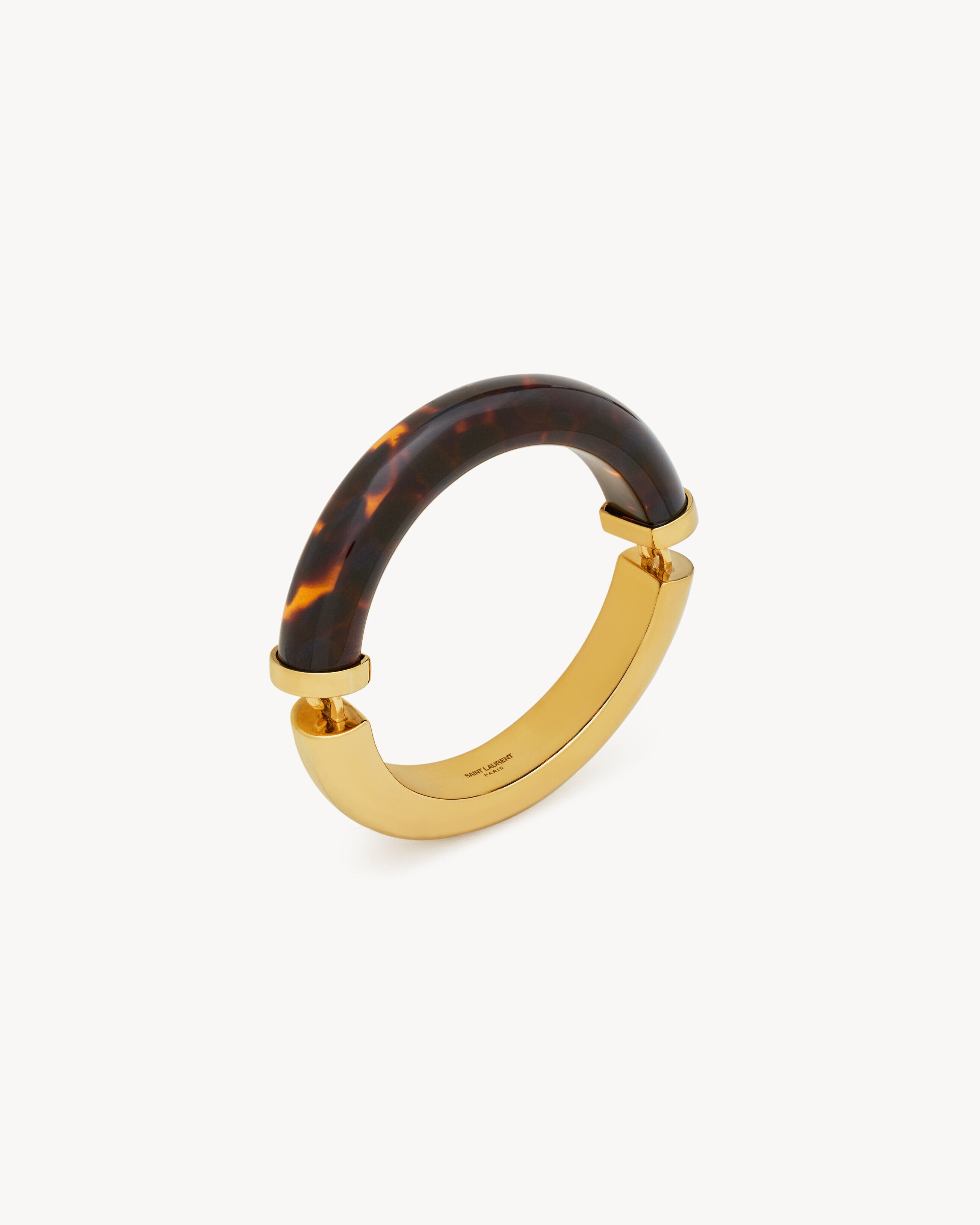 Saint Laurent Tortoiseshell Duet Bangle In Resin And Metal - Amber - Men - M