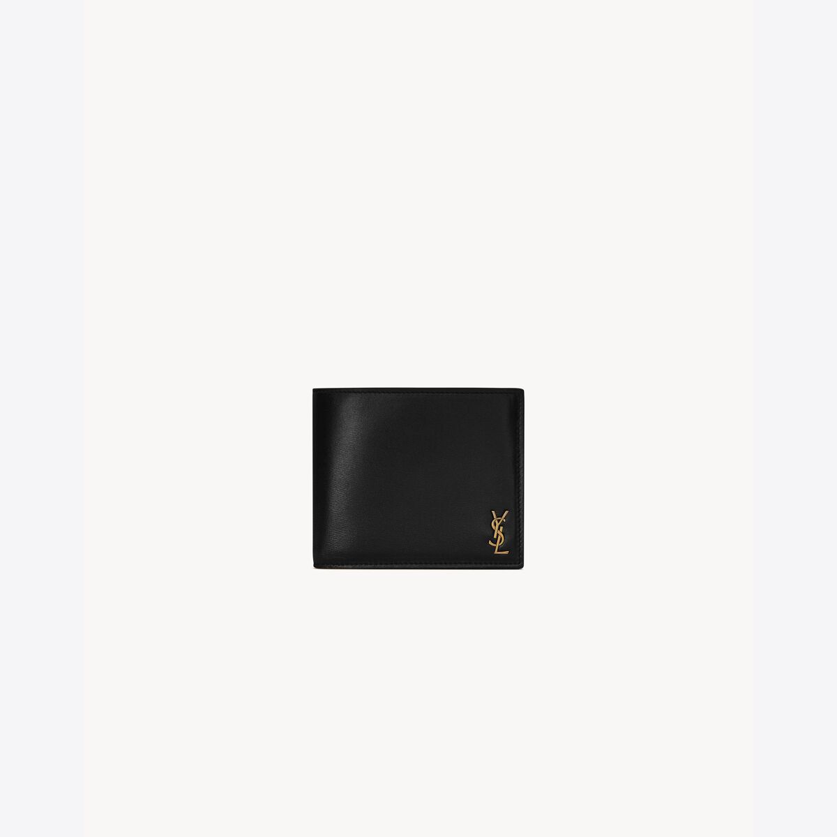 Saint Laurent Tiny Cassandre East/West Wallet In Shiny Leather - Black - Men