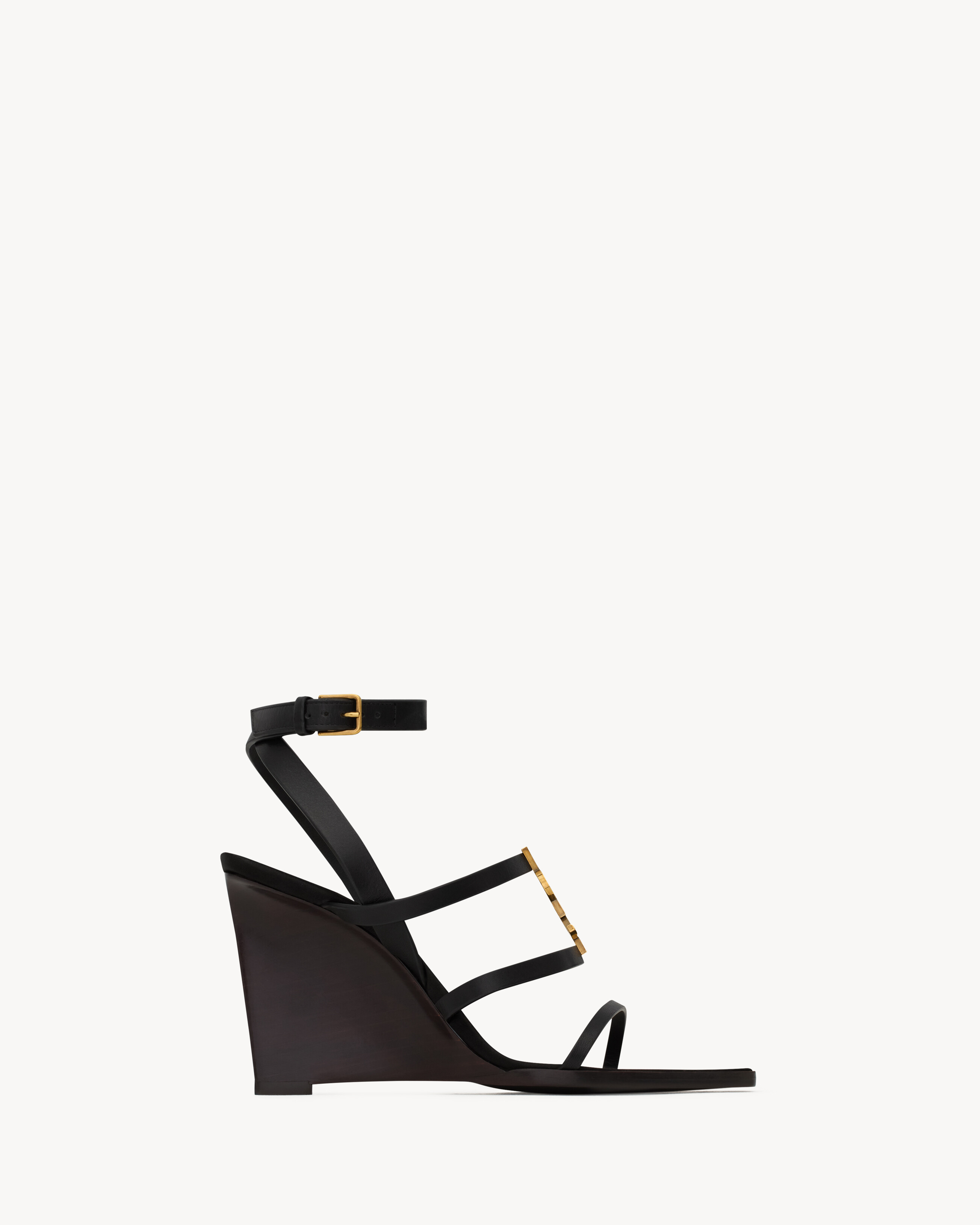 Saint Laurent Cassandra Wedges In Smooth Leather - Black - Women - 7.5