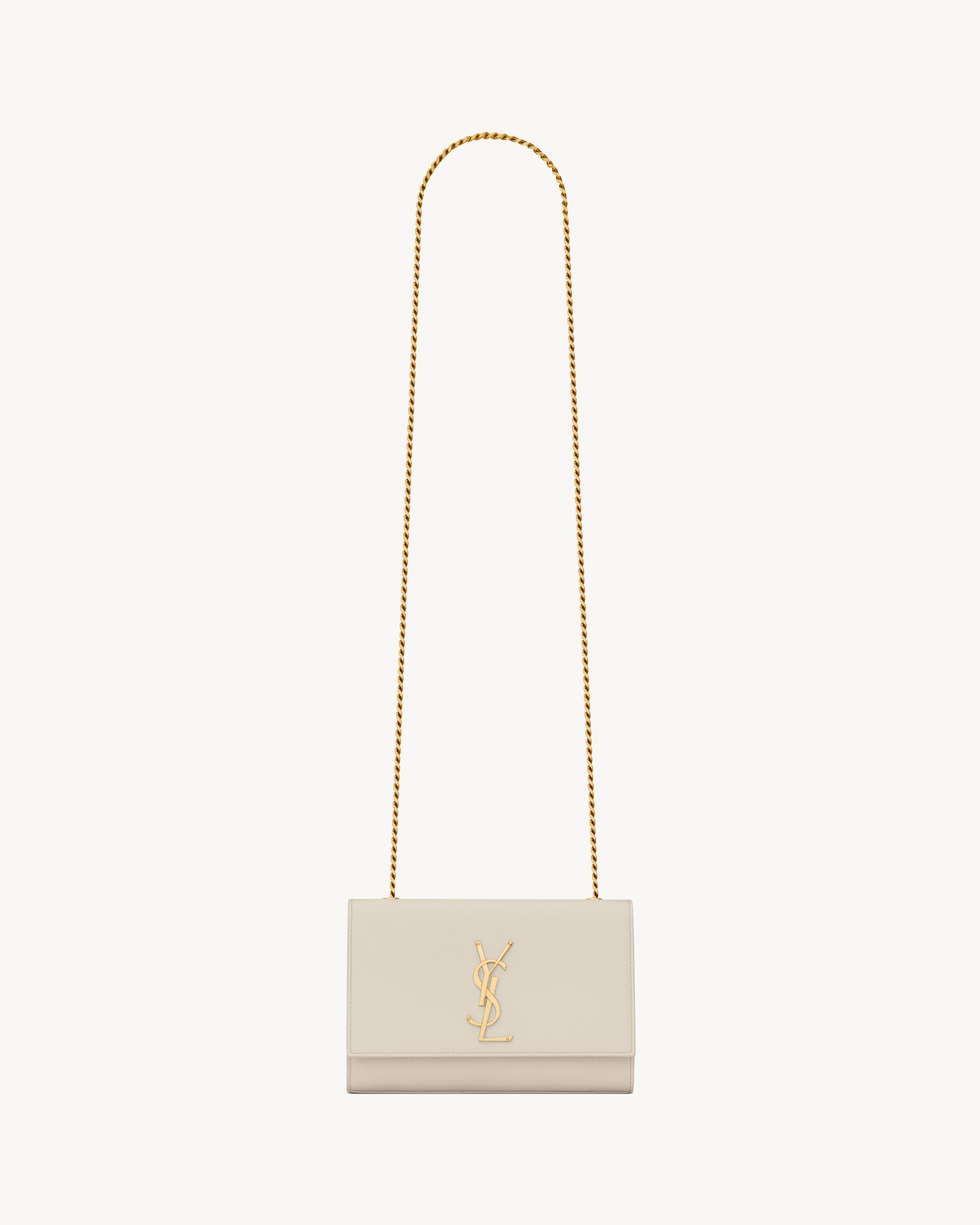 Saint Laurent Kate Small In Grain De Poudre Embossed Leather - White - Women