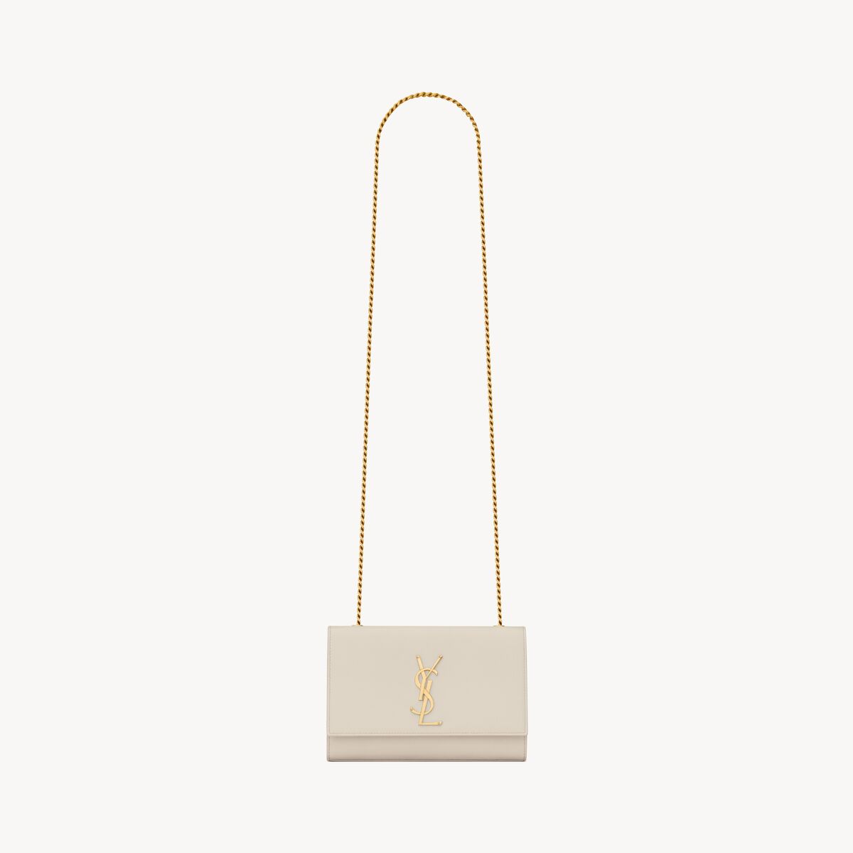 Saint Laurent Kate Small In Pelle Grain De Poudre - Bianco - Donna