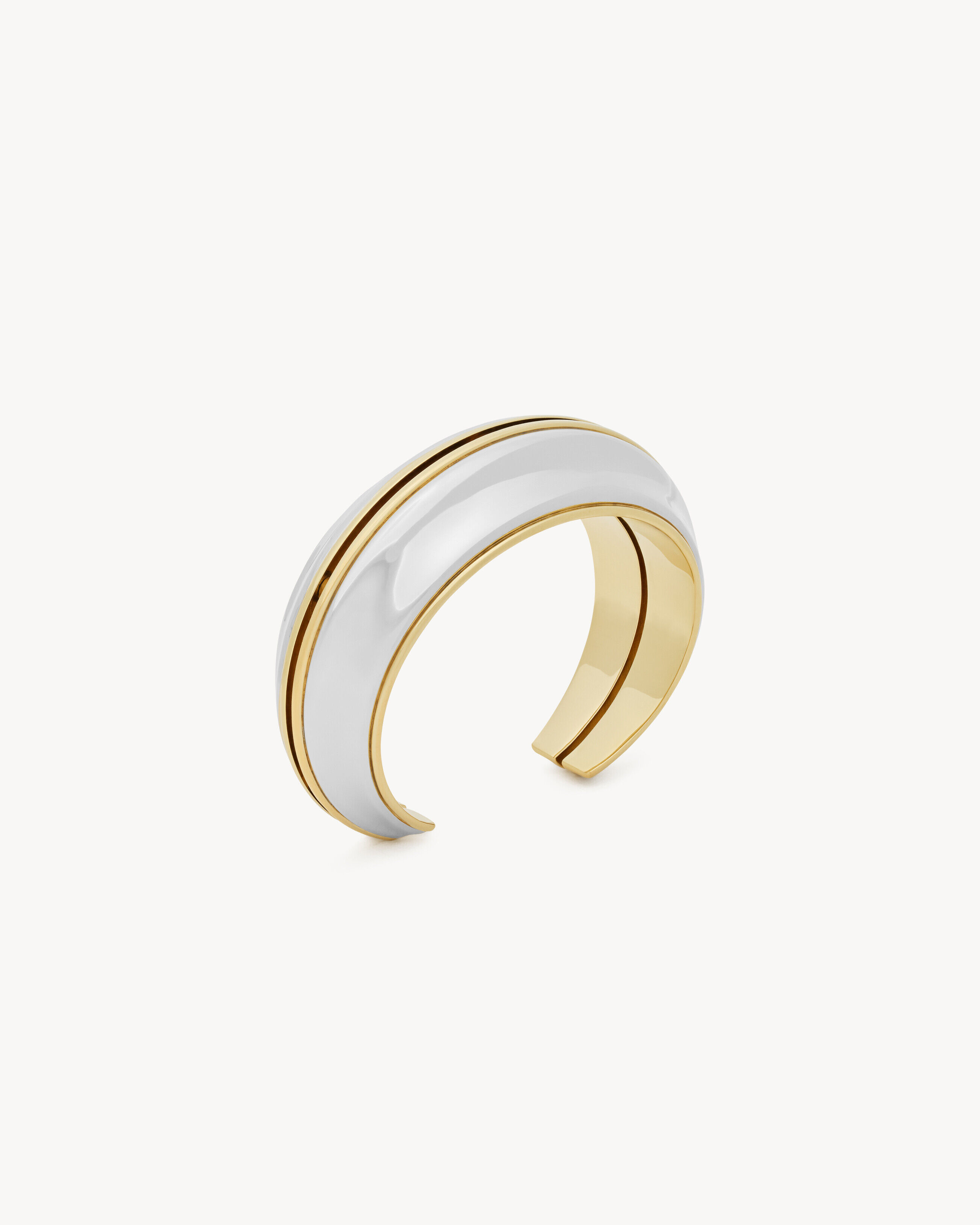 Saint Laurent Split Dome Cuff In Metal - Silver - Women - M