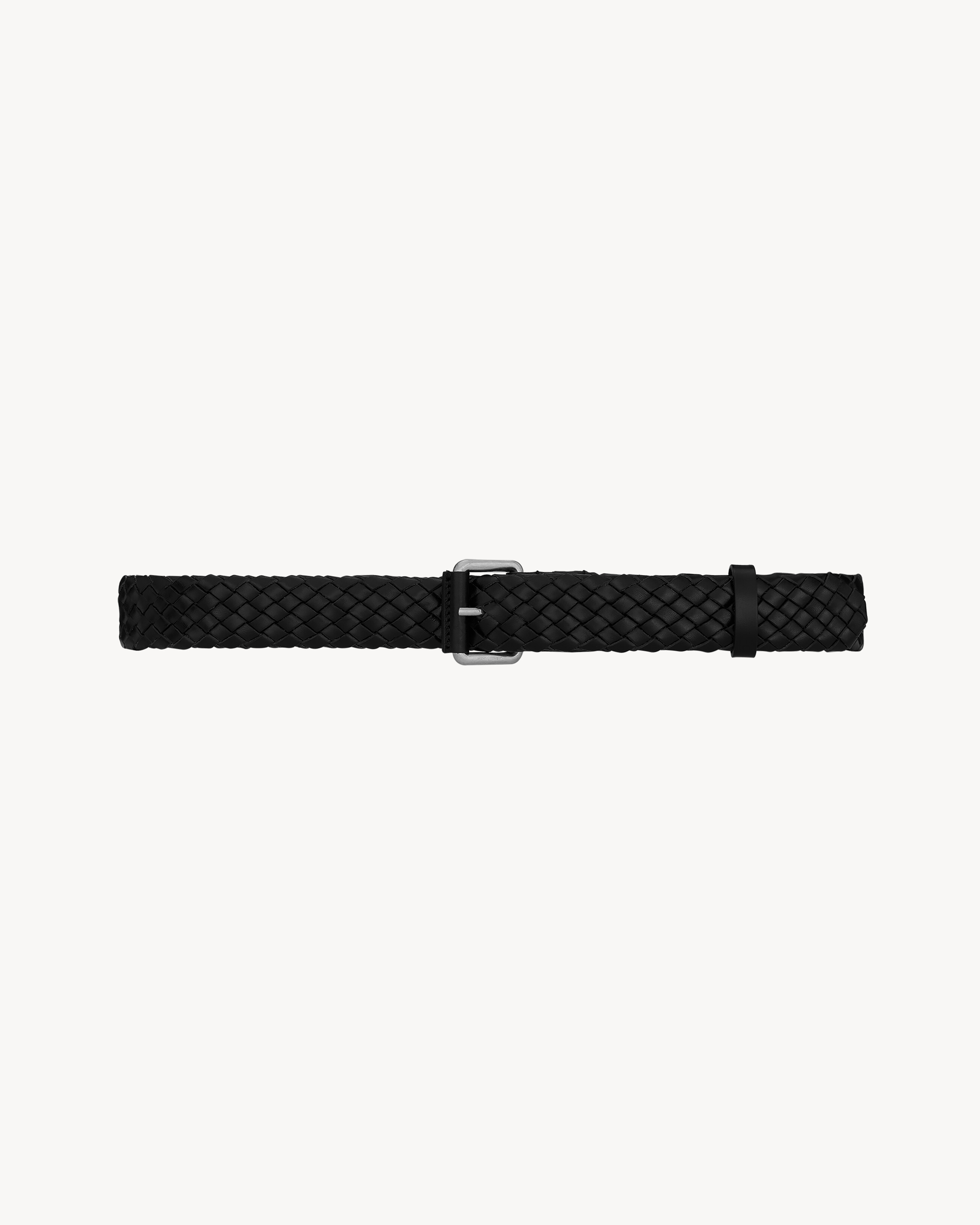 Saint Laurent Motorcycle Belt In Woven Leather - Black - Men - 95