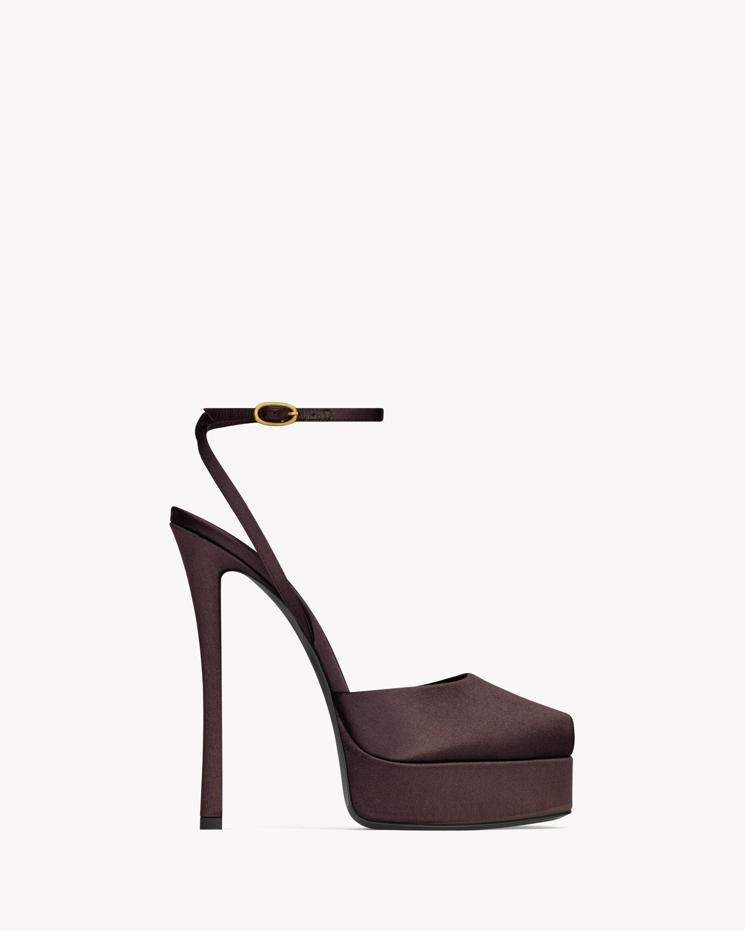Saint Laurent La Scandale Platform Sandals In Satin Crepe - Amber - Women - 38