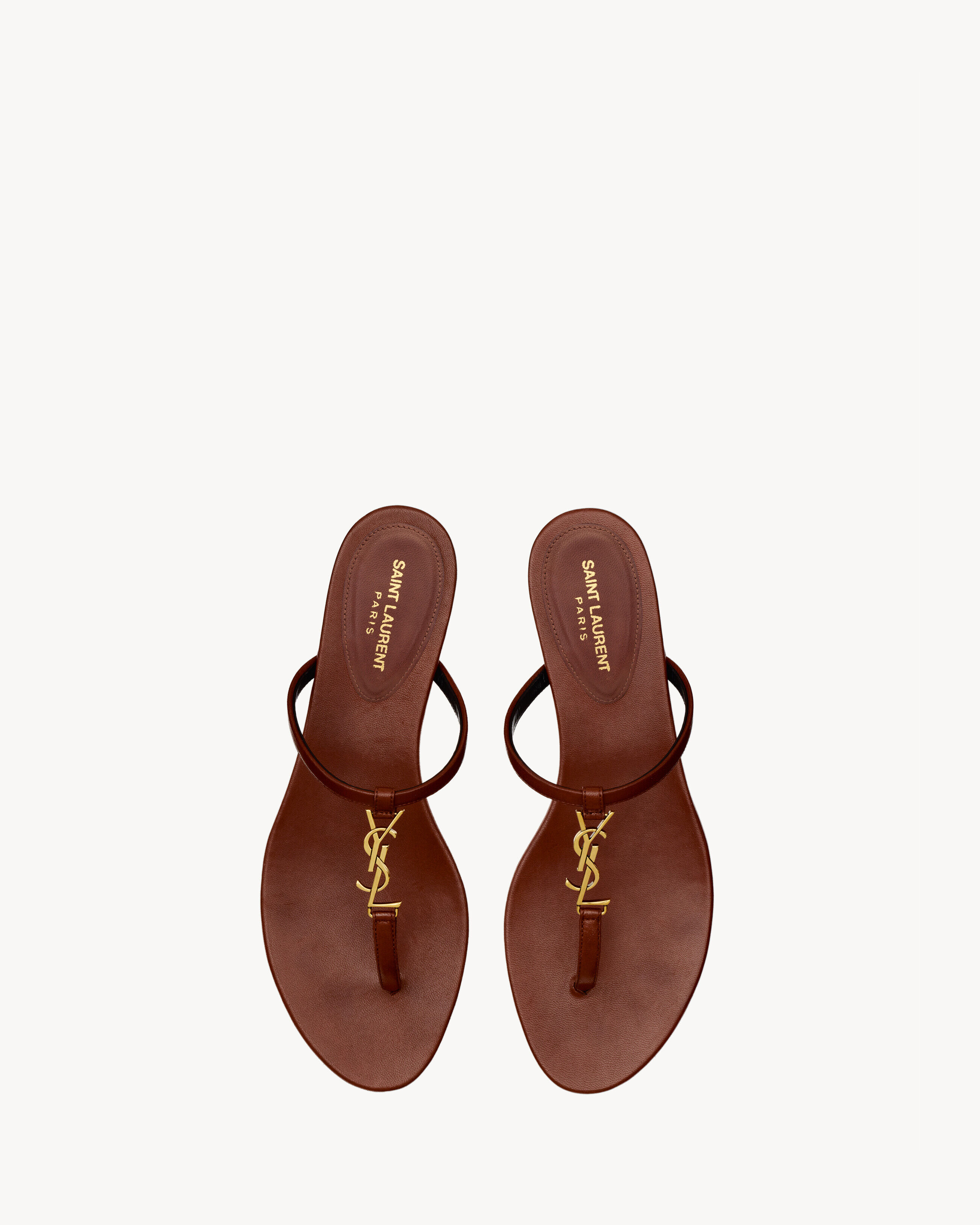 Saint Laurent Cassandra Slides In Smooth Leather - Amber - Women - 36.5