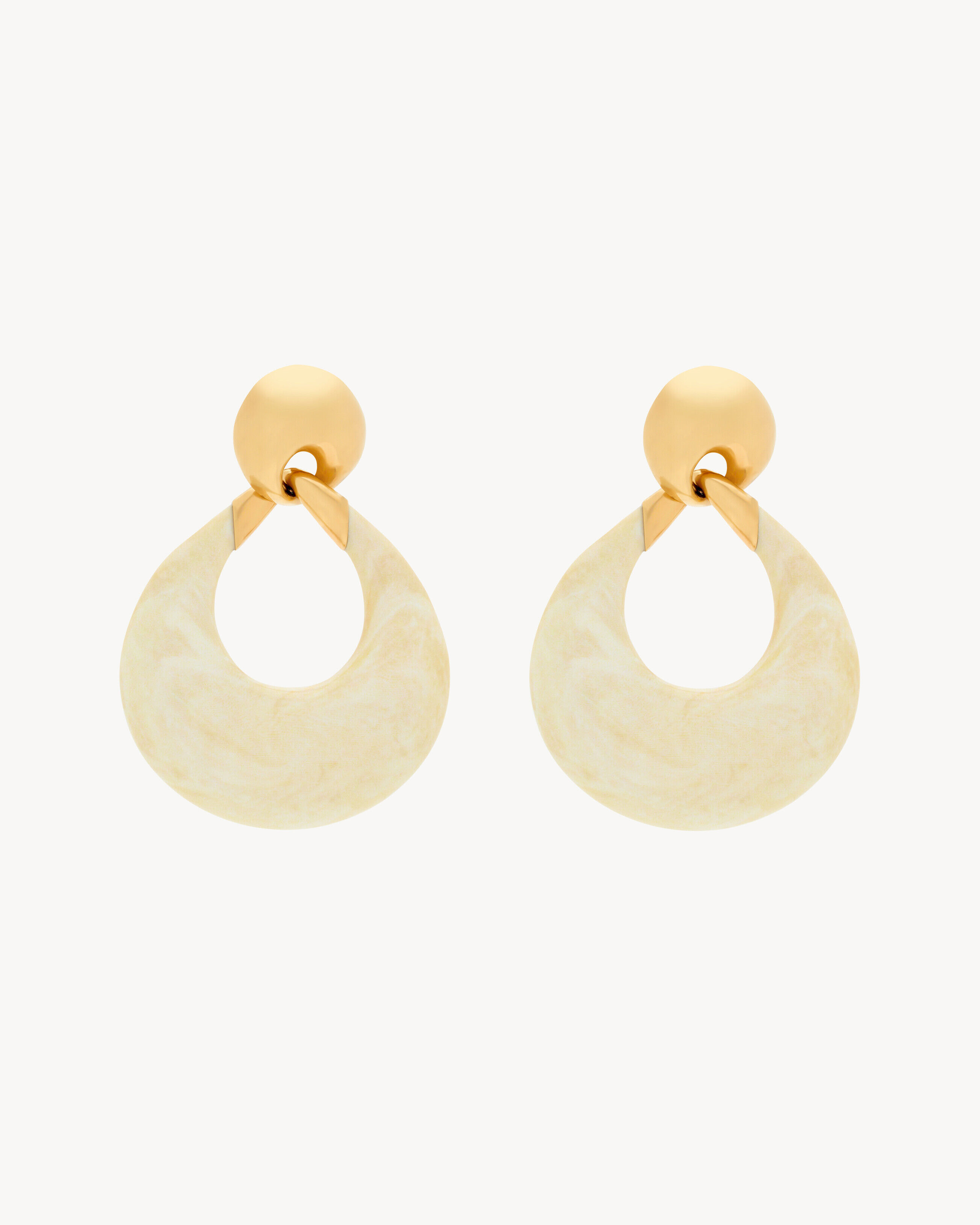 Saint Laurent Knocker Earrings In Resin And Metal - White - Women