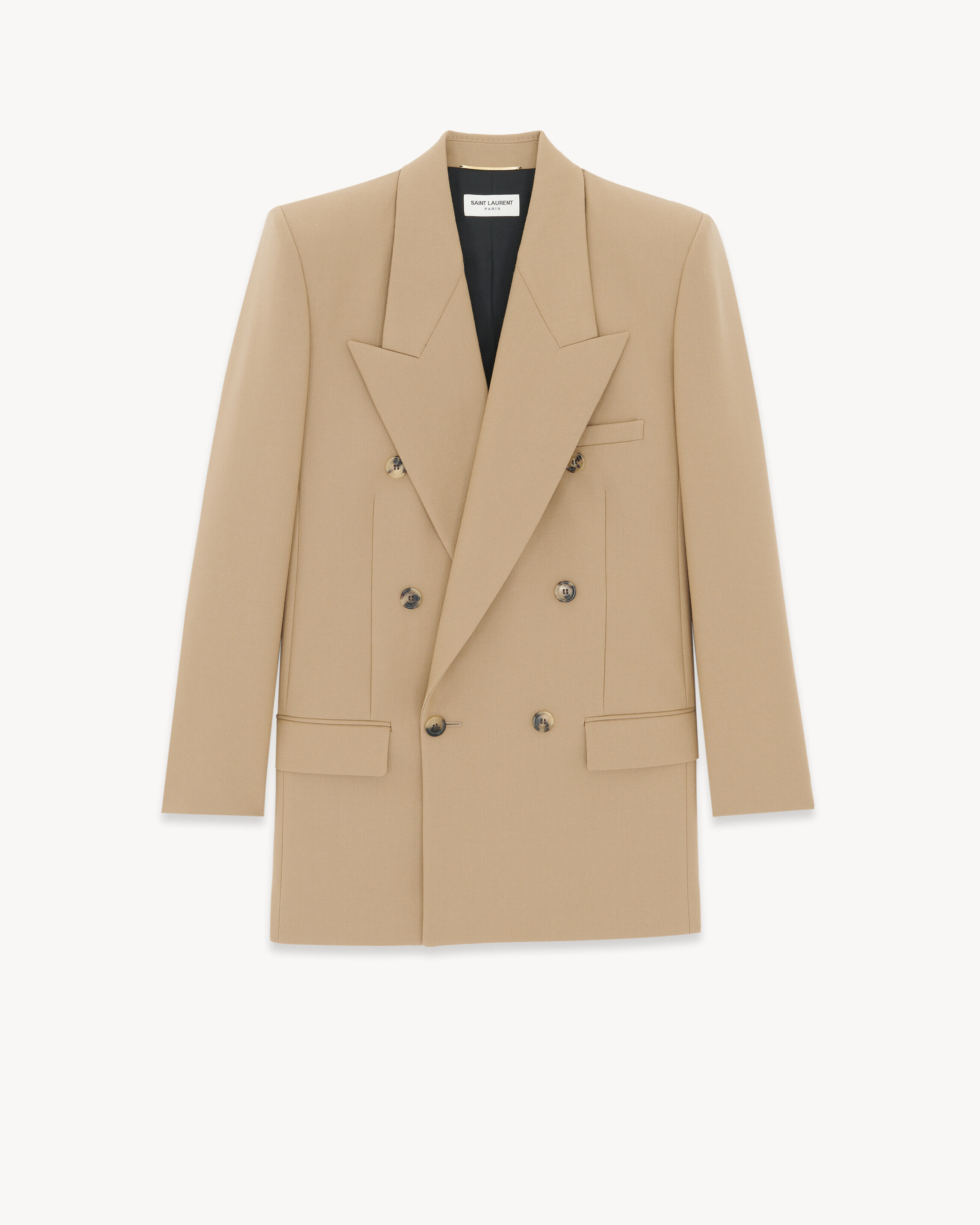 Saint Laurent Jacket In Wool Gabardine - Beige - Women - 38