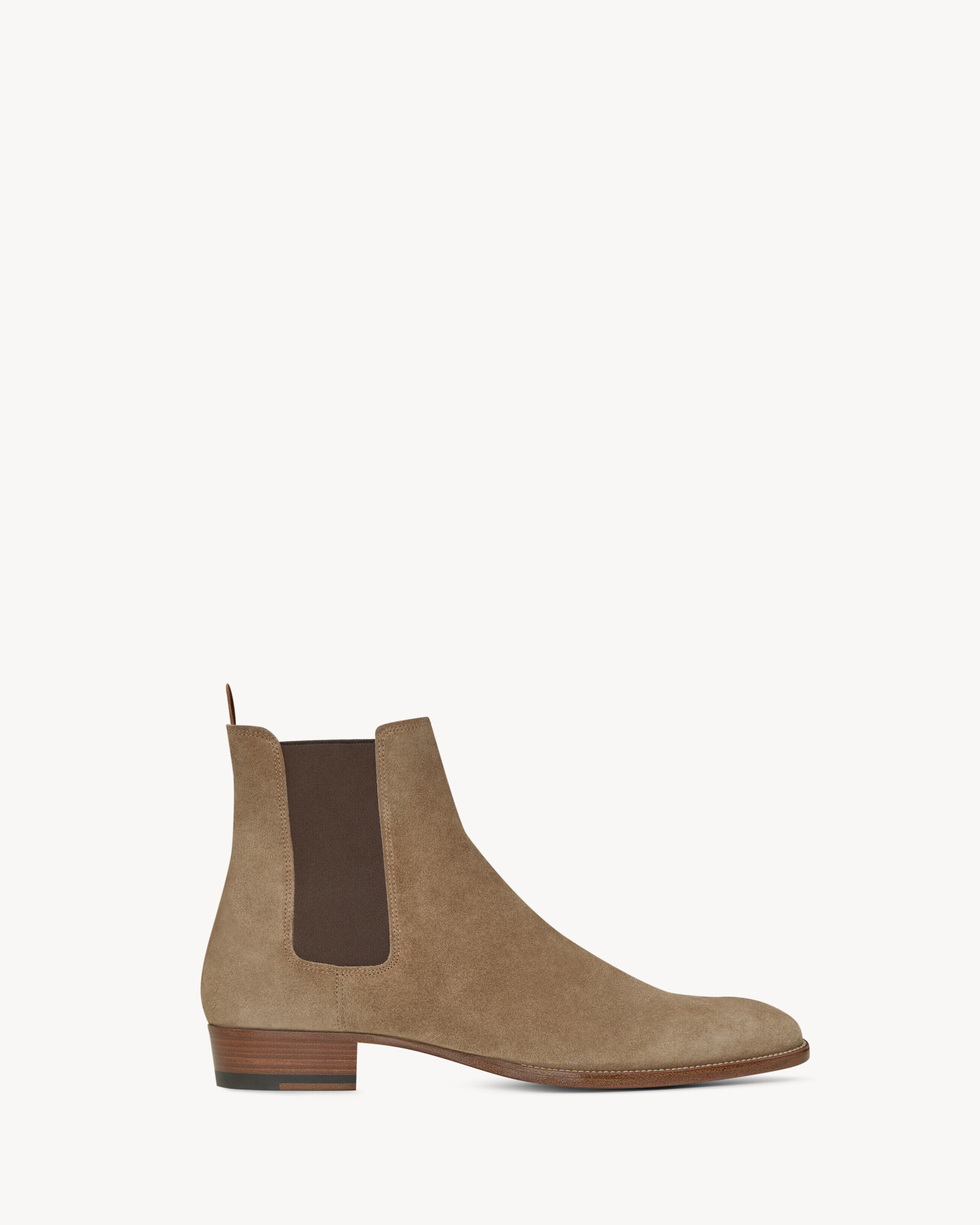 Saint Laurent Wyatt Chelsea Boots In Suede - Beige - Men - 45