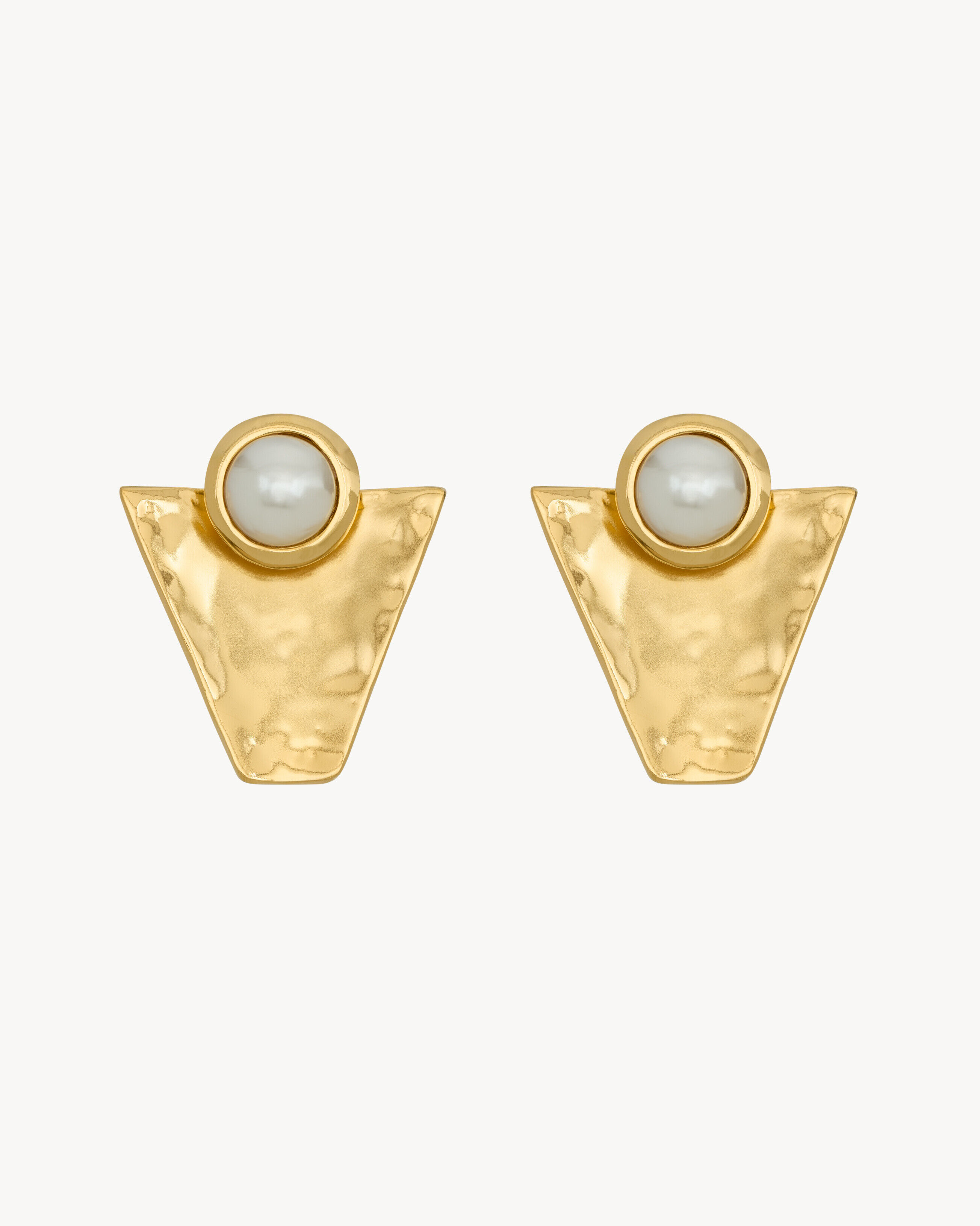 Saint Laurent Textured Geometric Cabochon Earrings - Yellow/gold - Women