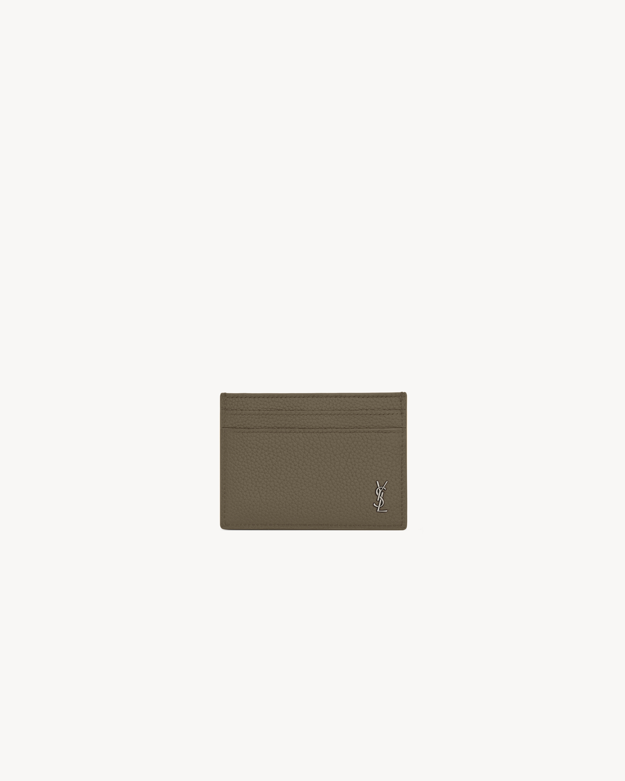 Saint Laurent Tarjetero Tiny Cassandre De Piel Granulada - Verde - Hombre