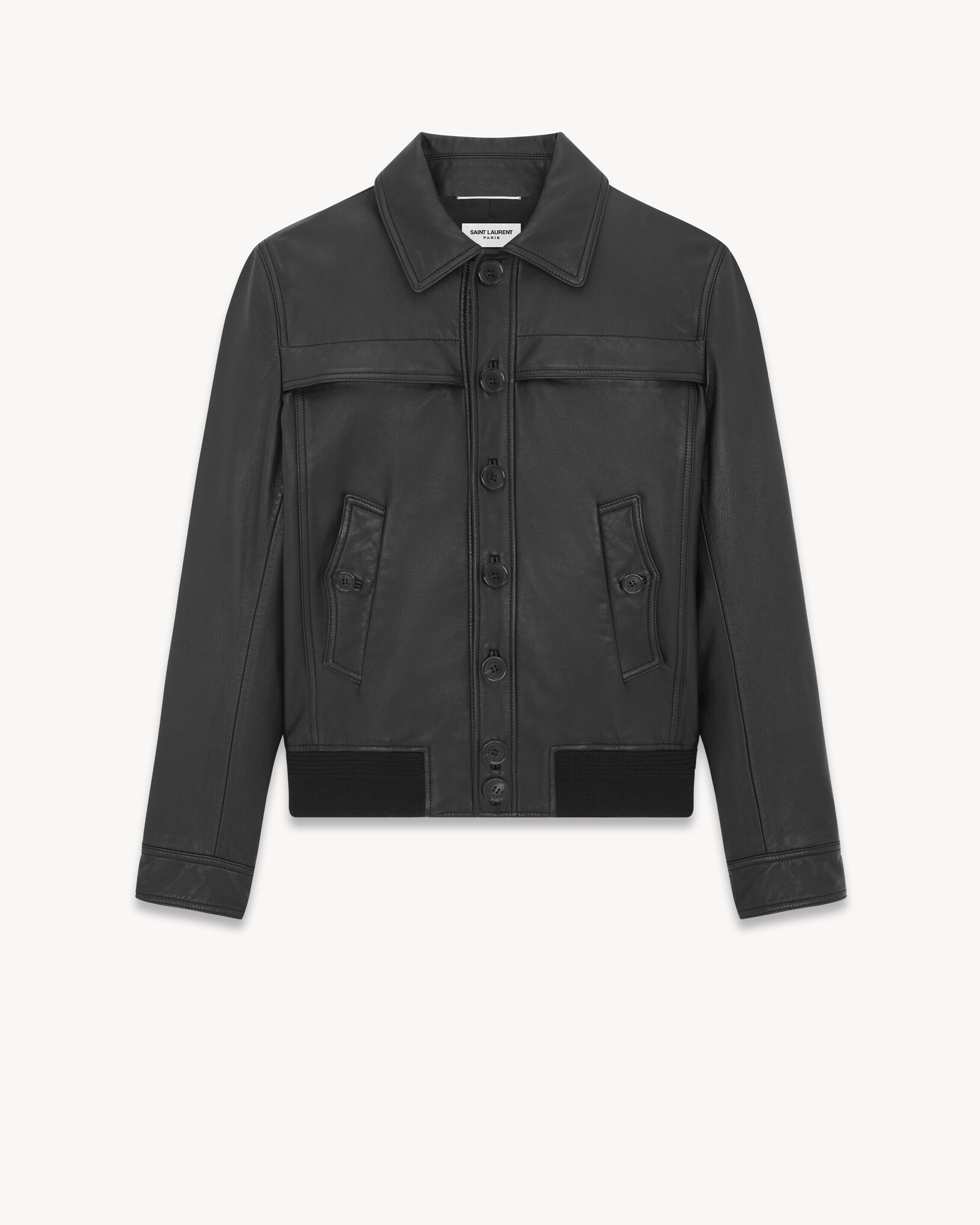Saint Laurent Jacket In Smooth Lambskin - Black - Men - 46