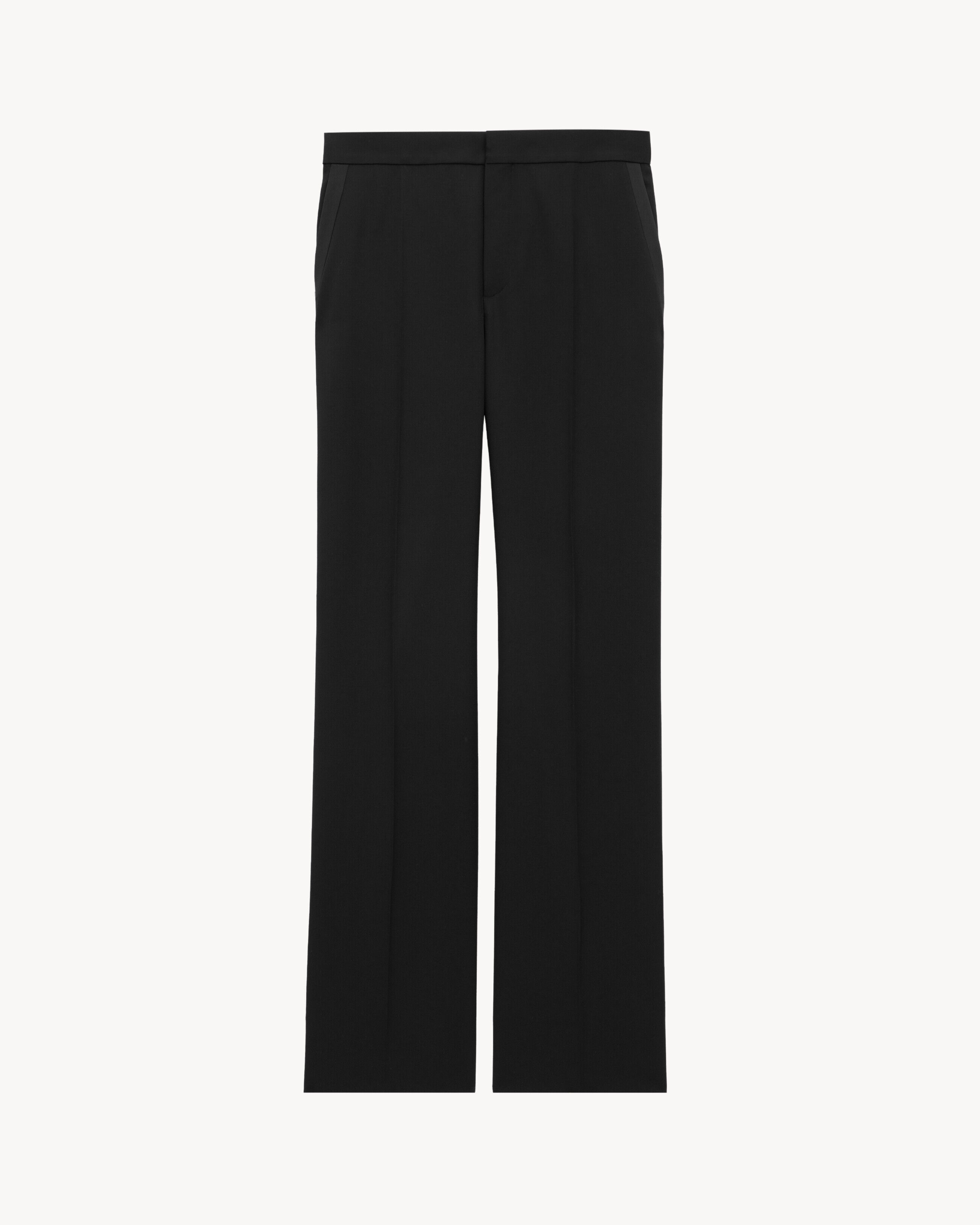 Saint Laurent Wide-Leg Tuxedo Pants In Grain De Poudre - Black - Men - 36