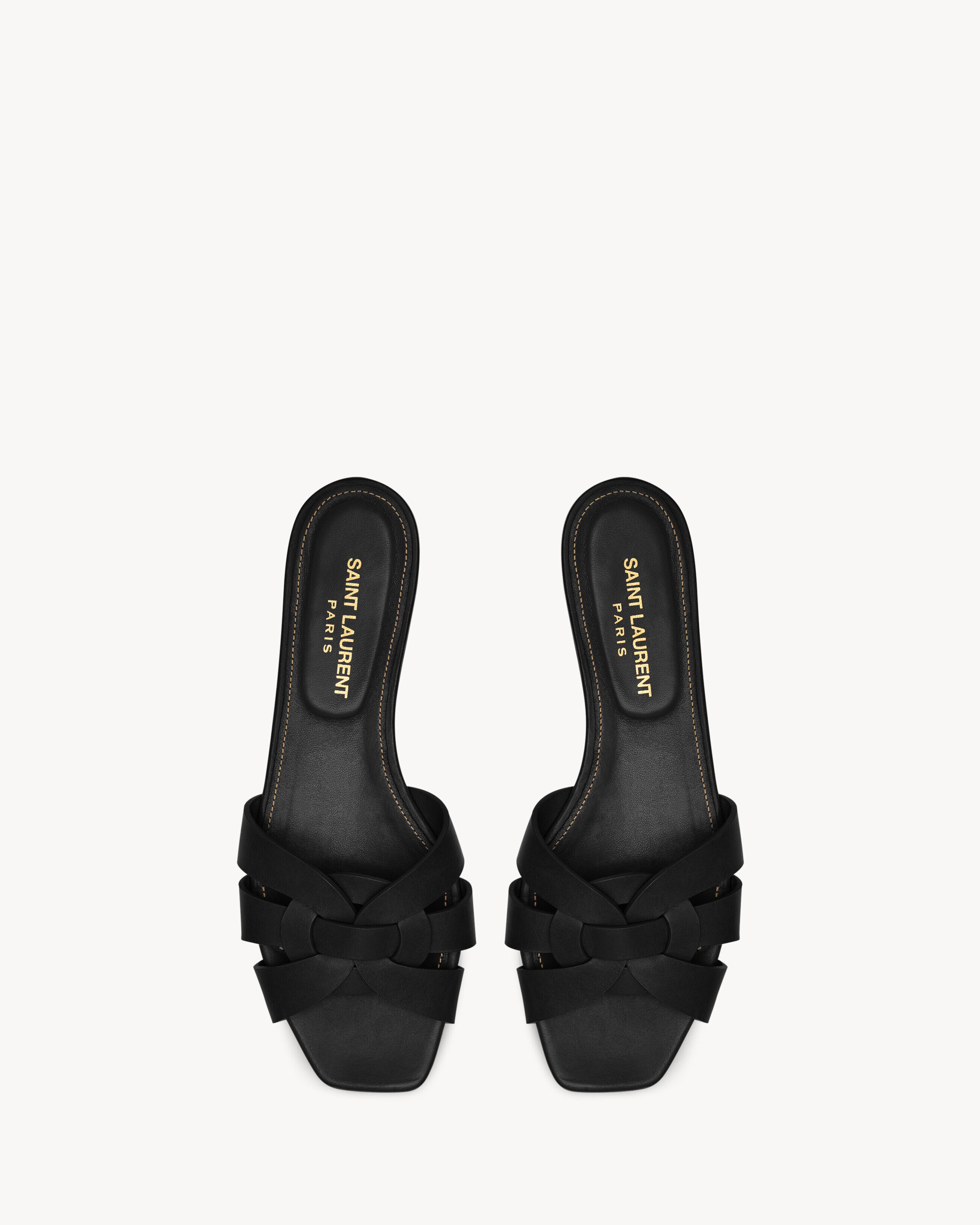Saint Laurent Tribute Sandals In Smooth Leather - Black - Women - 38