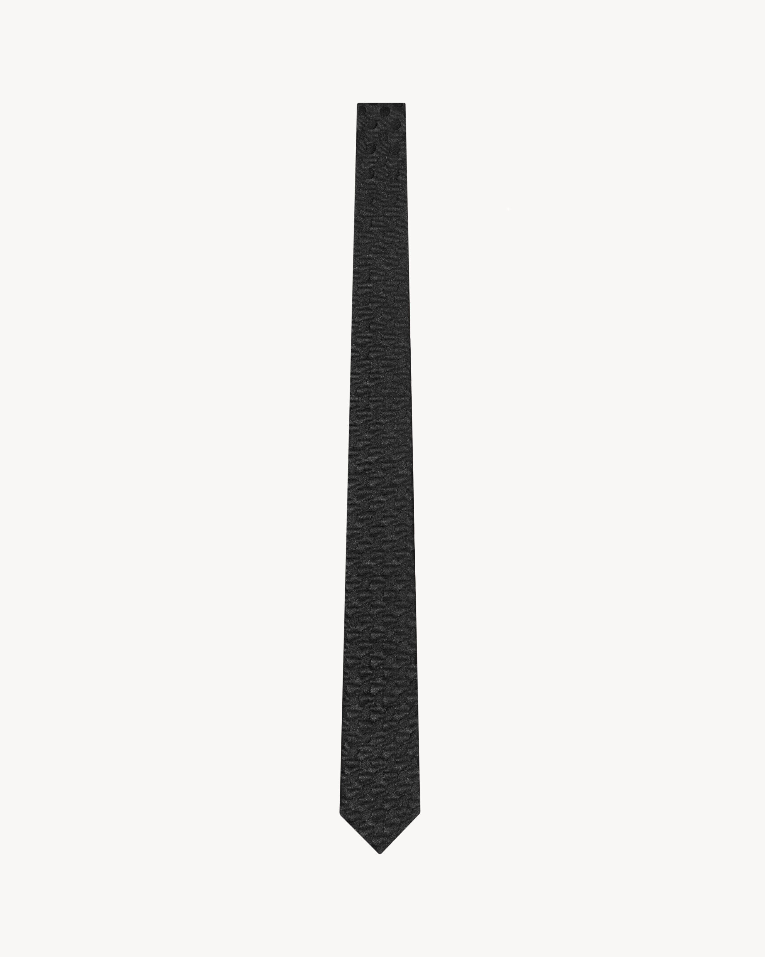 Saint Laurent Dotted Tie In Shiny And Matte Silk Jacquard - Black - Men - L