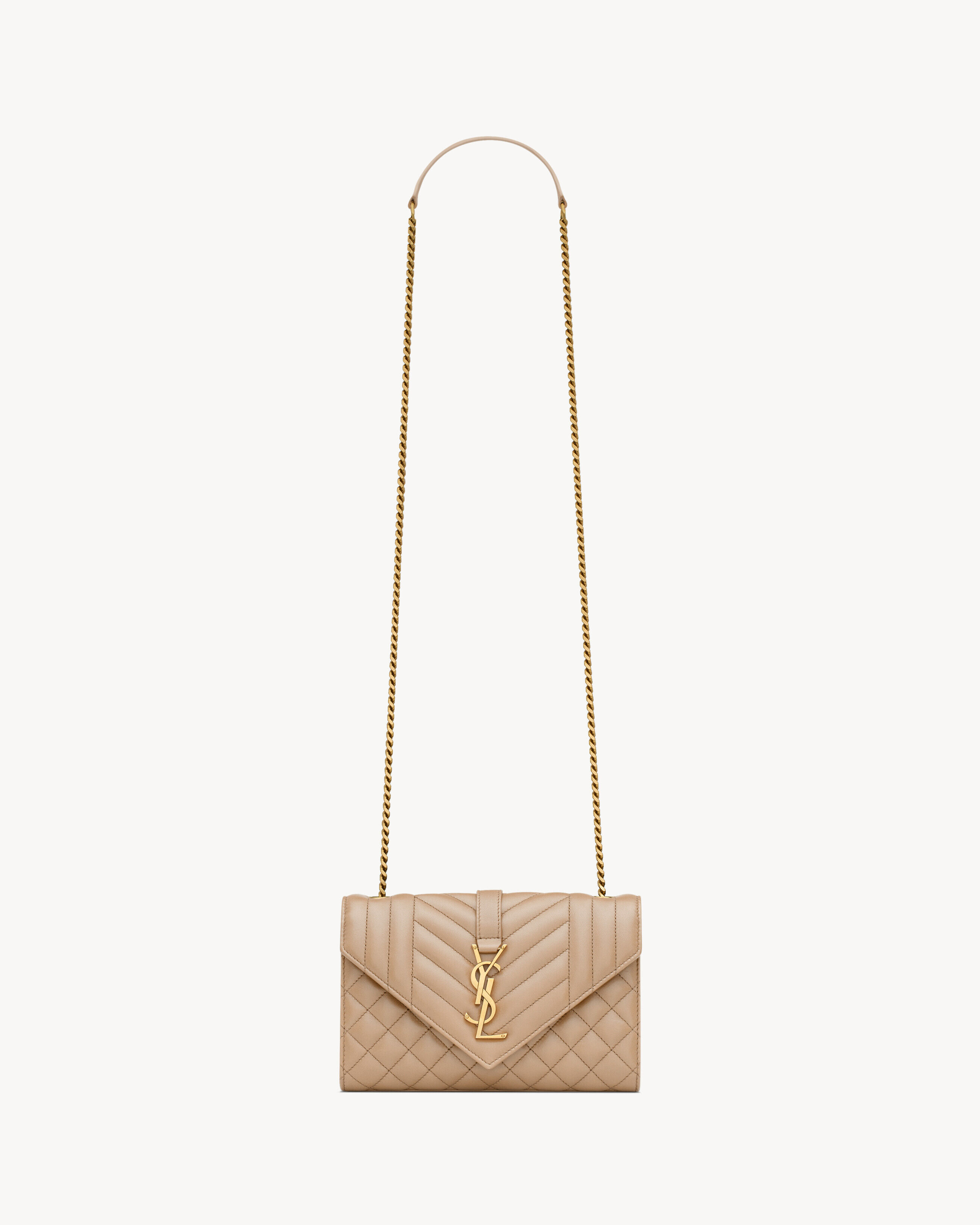 Saint Laurent Envelope Small In Pelle Di Agnello Matelassé - Ambra - Donna