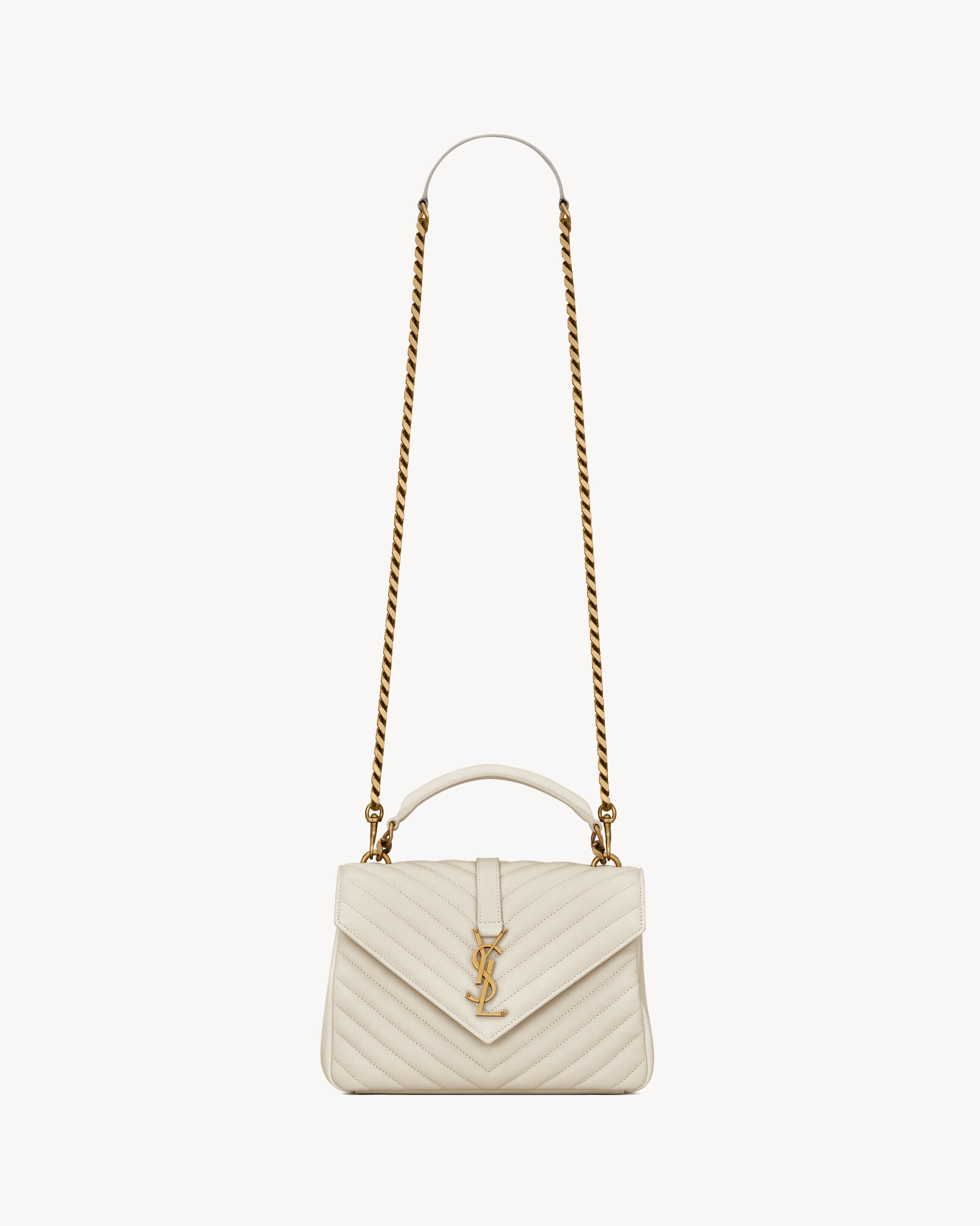 Saint Laurent College Medium In Quilted Leather - White - Women