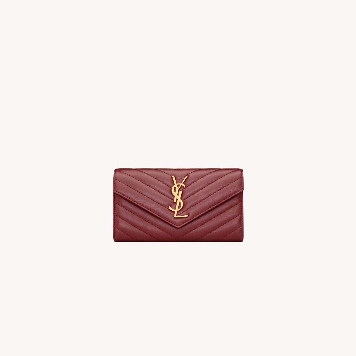 Saint Laurent Cassandre Grand Portefeuille En Cuir Grain D'Agneau - Rouge - Femme