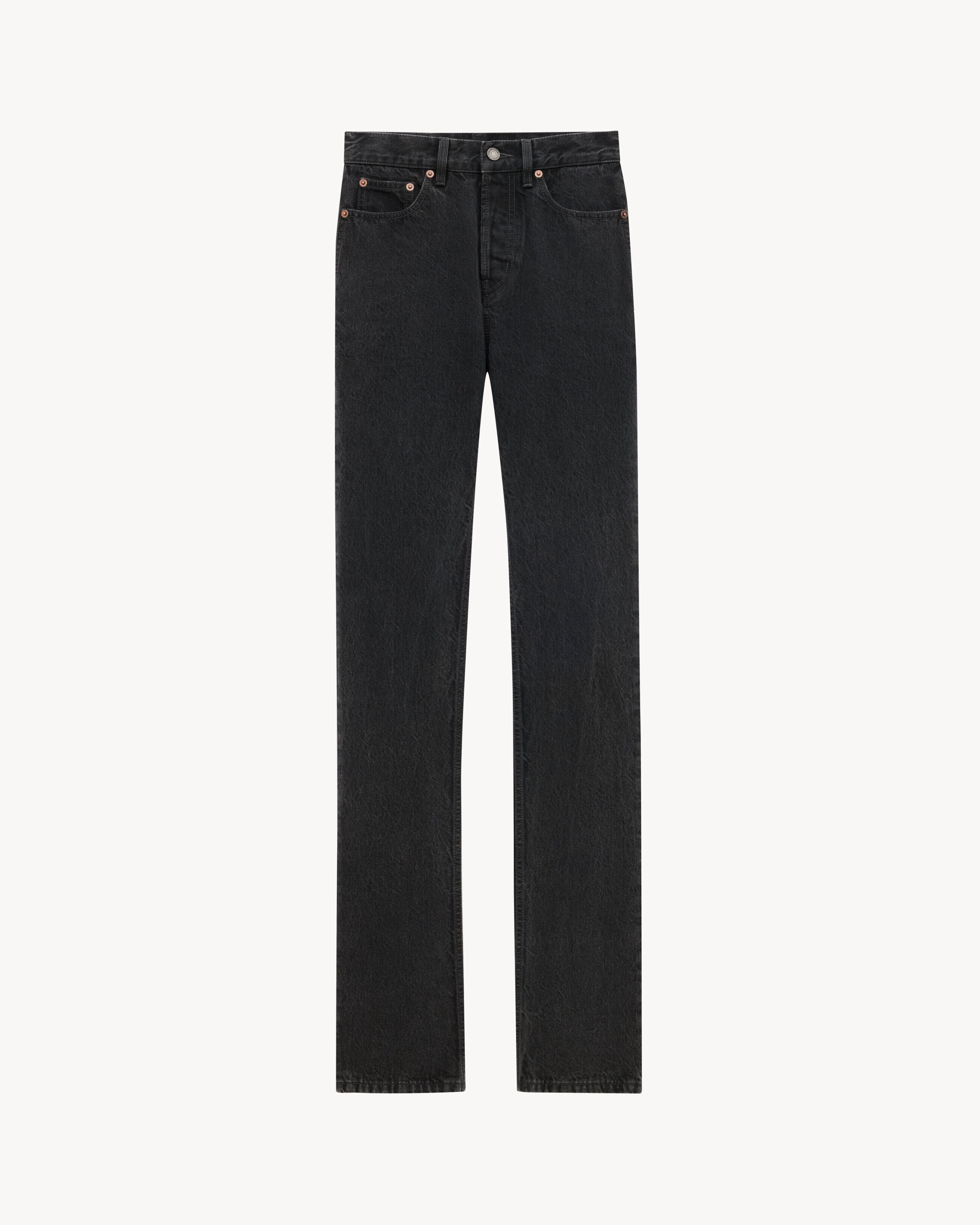Saint Laurent - Vaqueros Slim Estilo Años Noventa De Denim Negro Roca - Negro - Mujer - 40