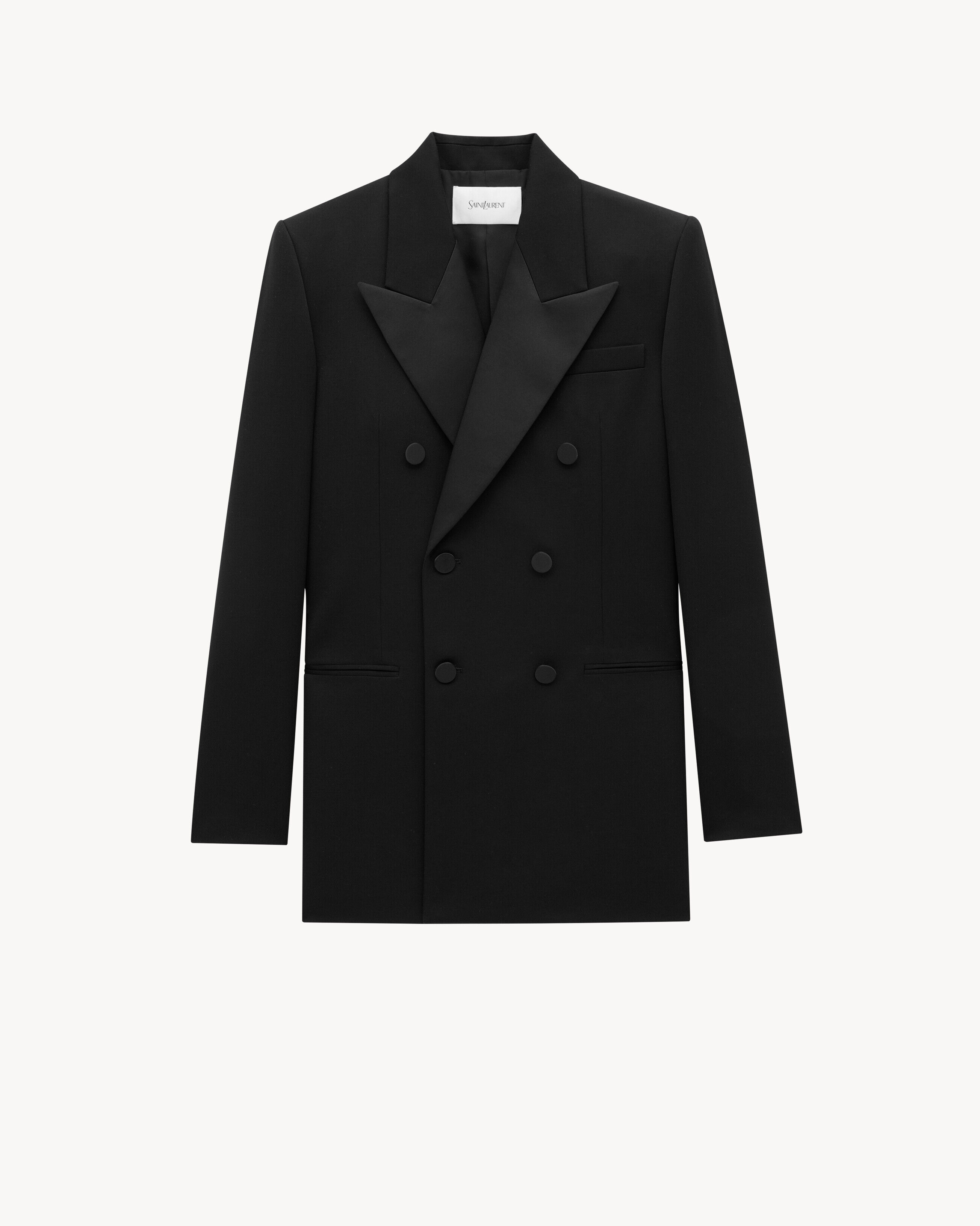 Saint Laurent Tuxedo Jacket In Grain De Poudre - Black - Women - 34
