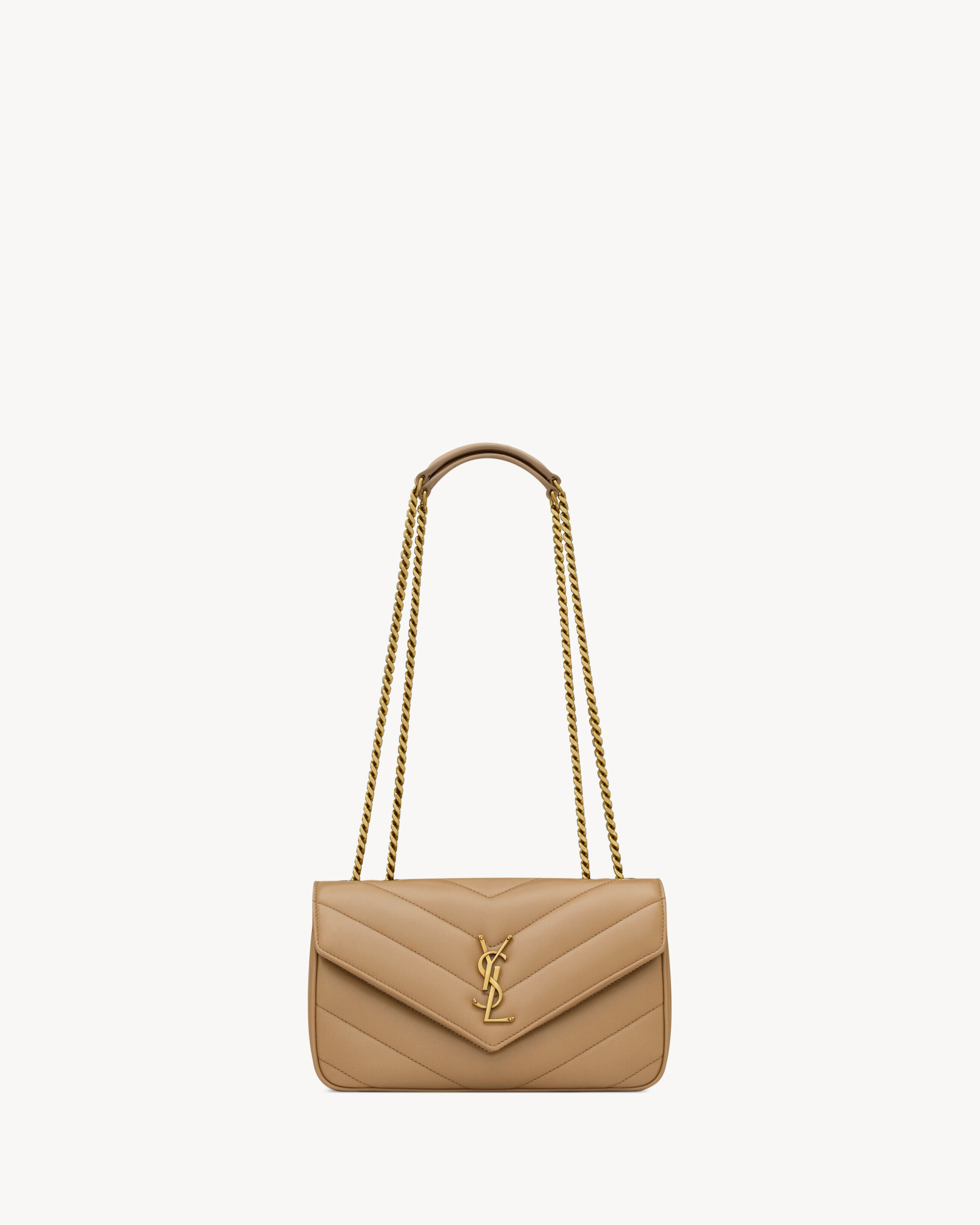 Saint Laurent Loulou Small In Matelassé Lambskin - Beige - Women