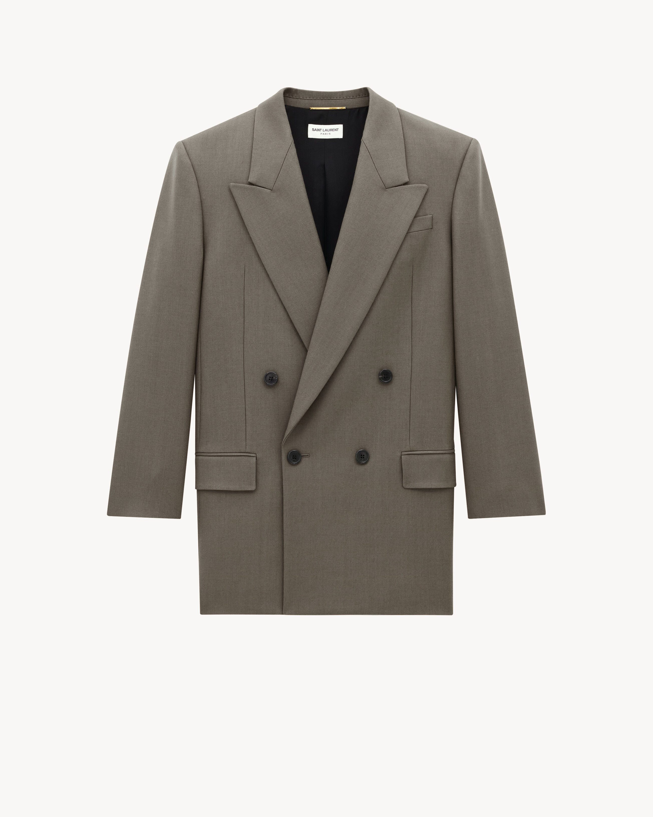 Saint Laurent - Chaqueta En Gabardina De Lana - Gris - Mujer - 38