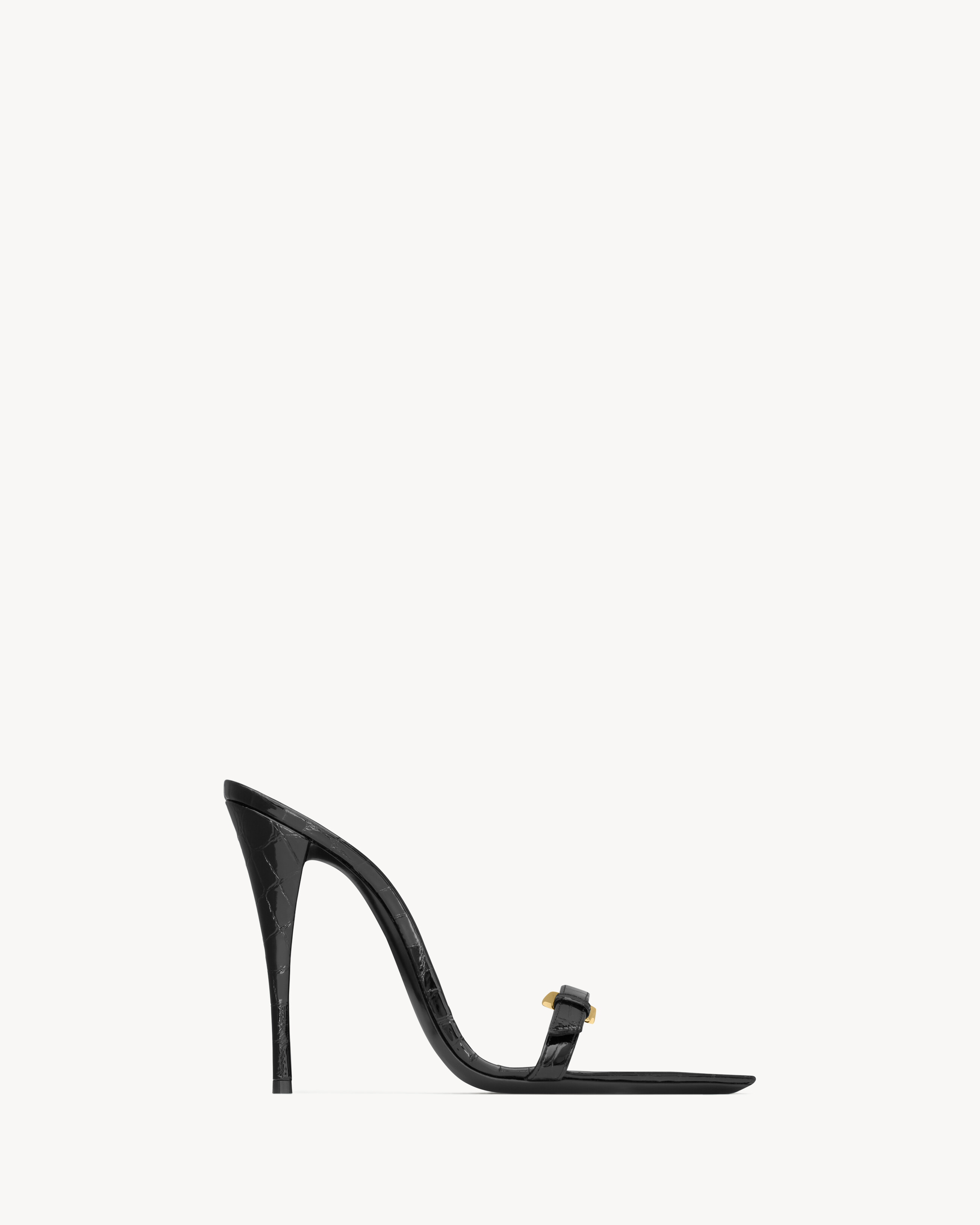 Saint Laurent Lee Mules In Crocodile-Embossed Leather - Black - Women - 37.5